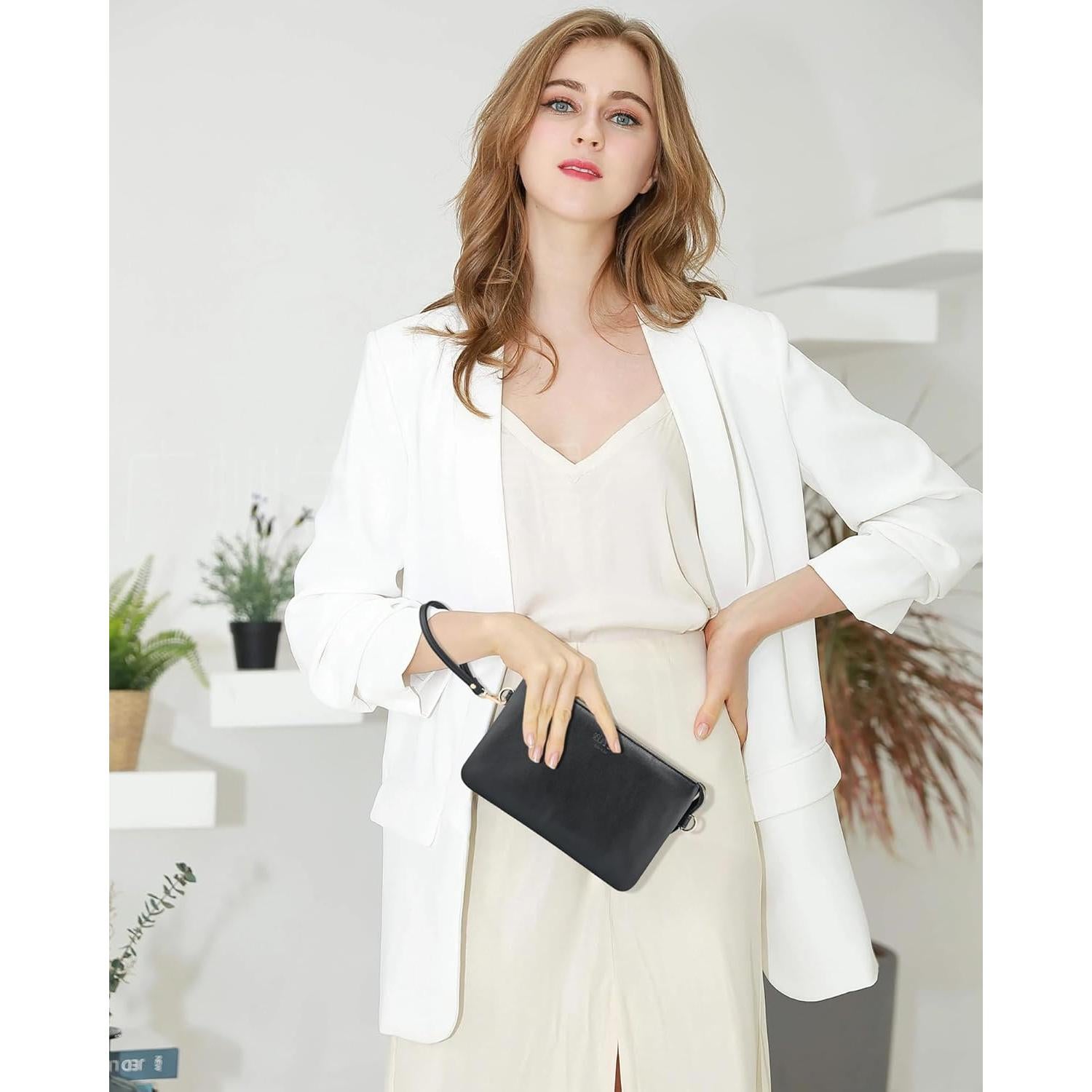 Bolso de muñeca de cuero vegano Gy24008 para mujeres - Negro