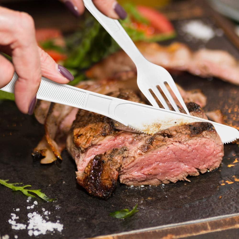 400 Tenedores Desechables BluShine Plástico Blanco Extra Pesado