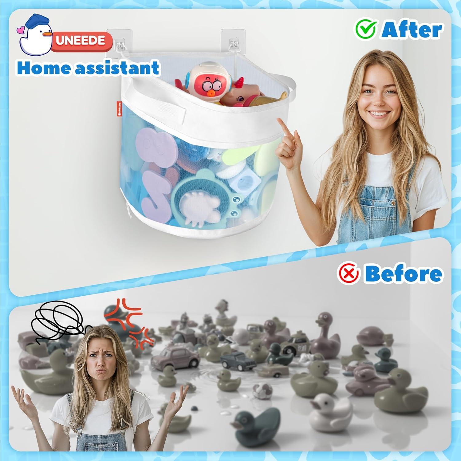 Organizador de Juguetes de Baño UNEEDE 5.83L Malla Azul