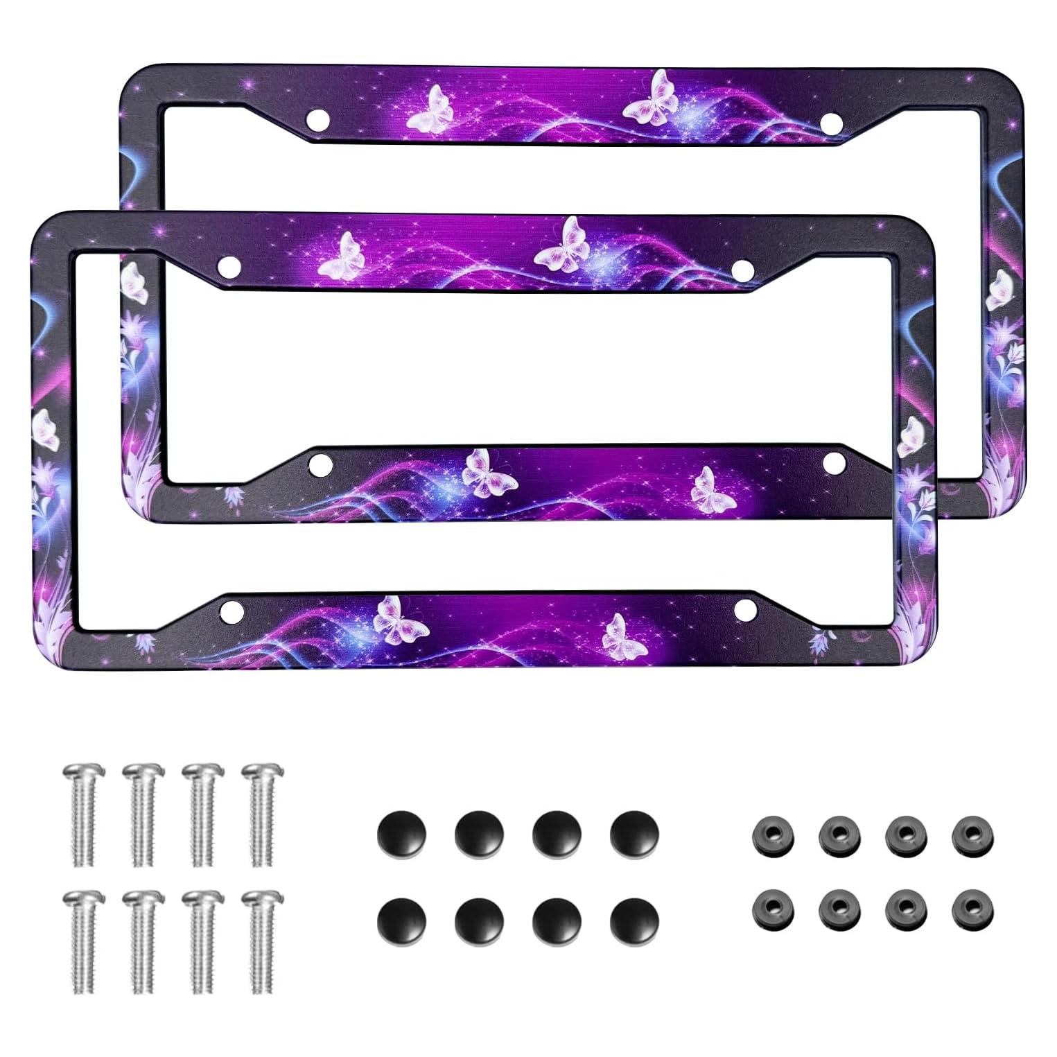 Marco de Placa de Licencia Gayruaicjz Mariposa Universal 31.2x16cm