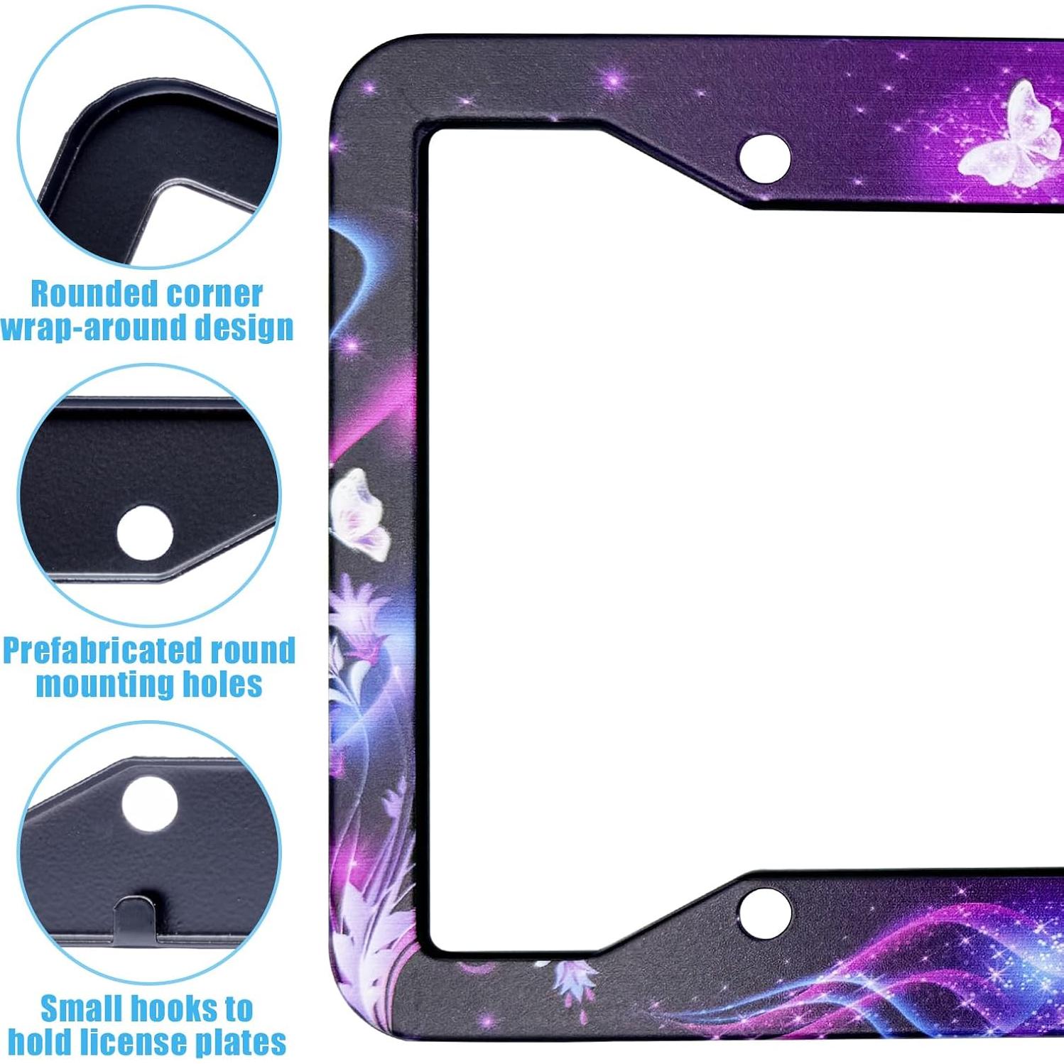 Marco de Placa de Licencia Gayruaicjz Mariposa Universal 31.2x16cm