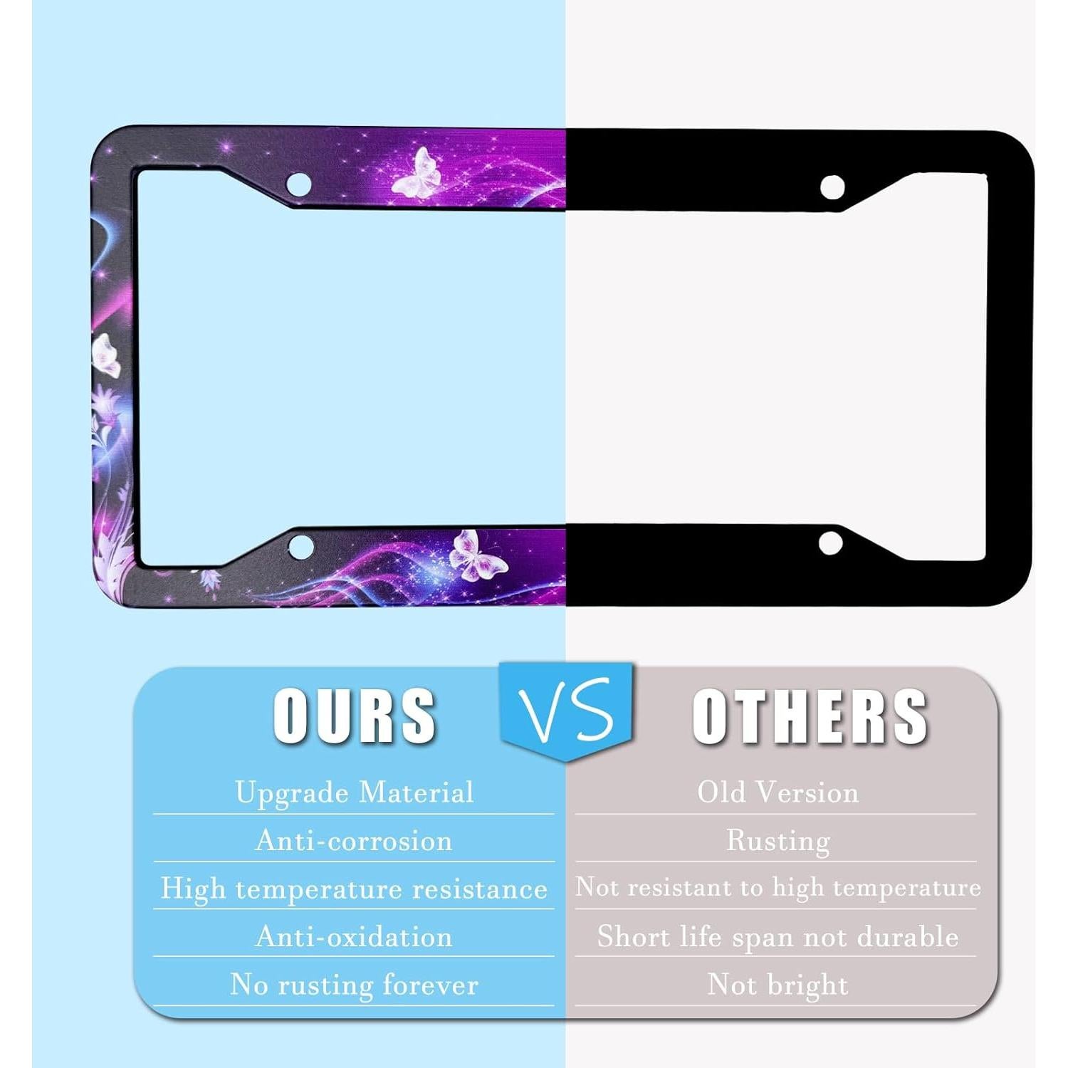 Marco de Placa de Licencia Gayruaicjz Mariposa Universal 31.2x16cm