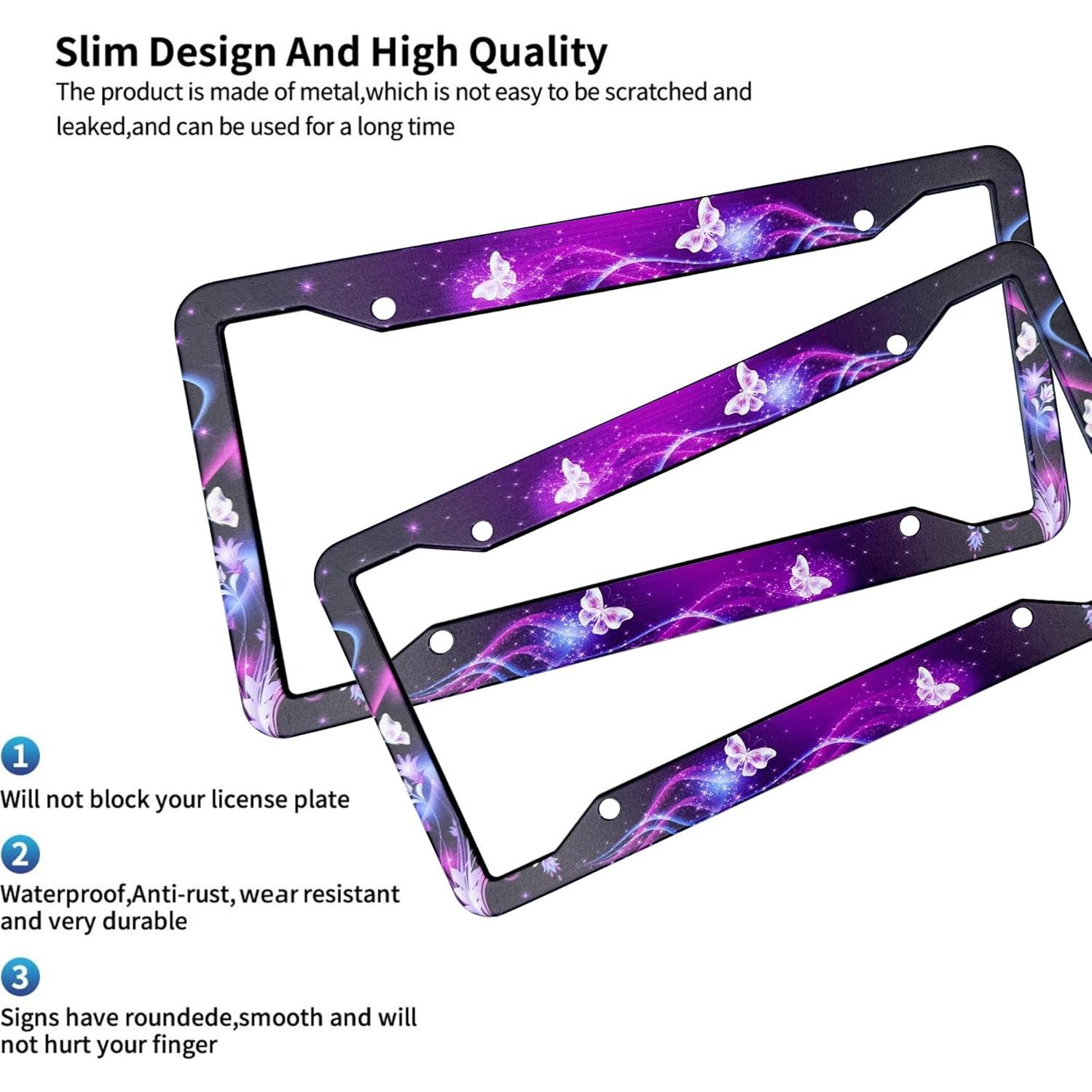 Marco de Placa de Licencia Gayruaicjz Mariposa Universal 31.2x16cm