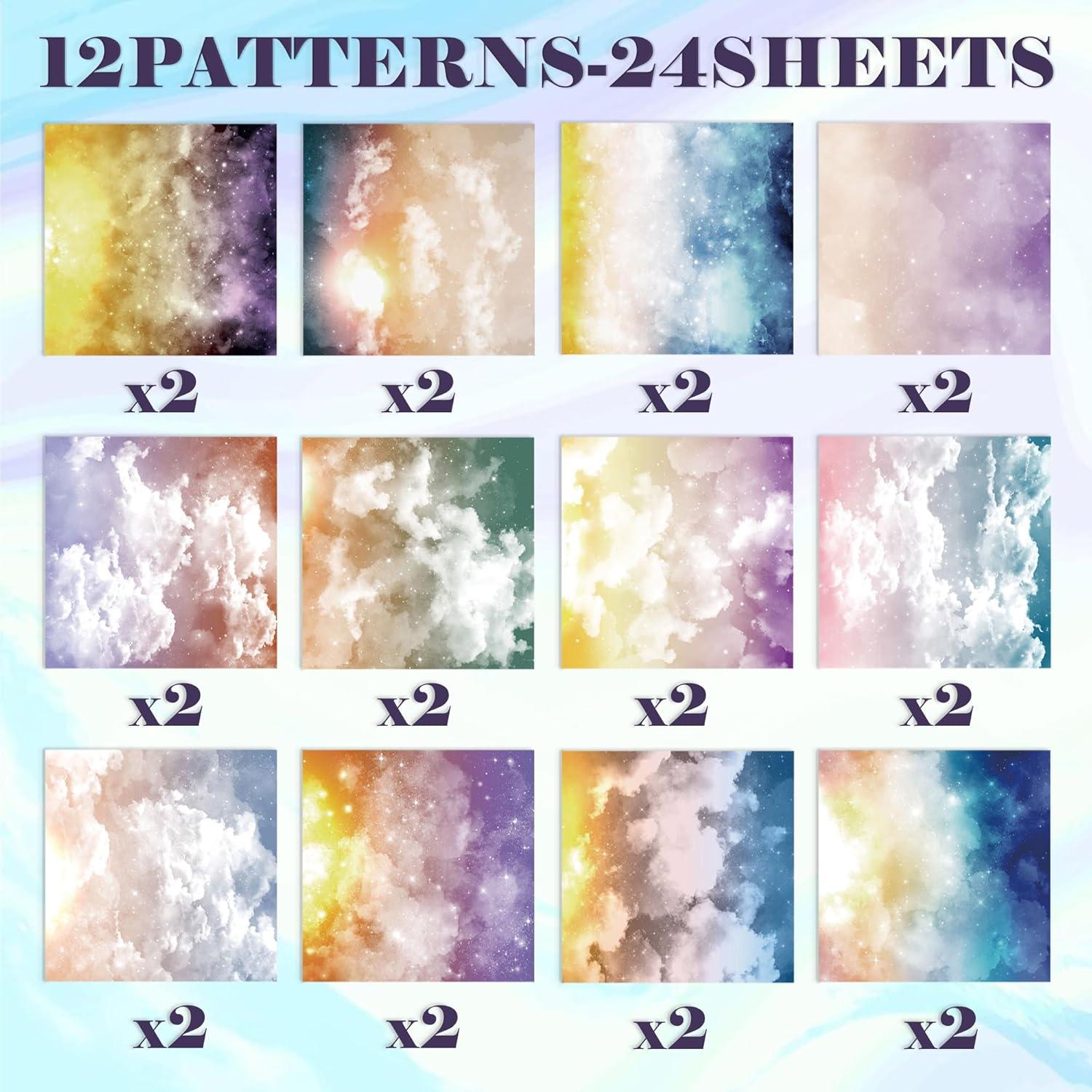 Conjunto de Papel de Scrapbook XMBHHRM 24 Hojas 15.2cm Arcoíris