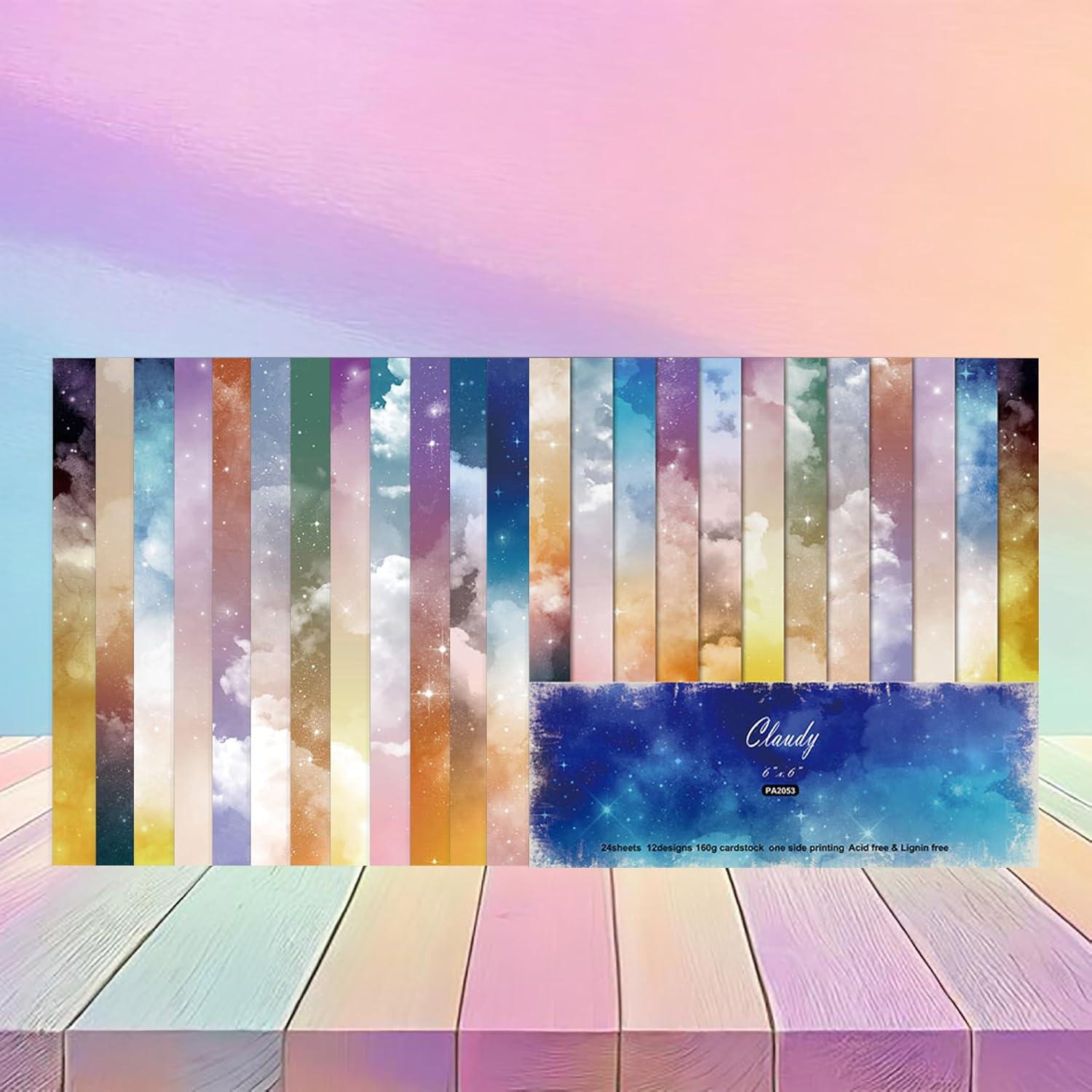 Conjunto de Papel de Scrapbook XMBHHRM 24 Hojas 15.2cm Arcoíris