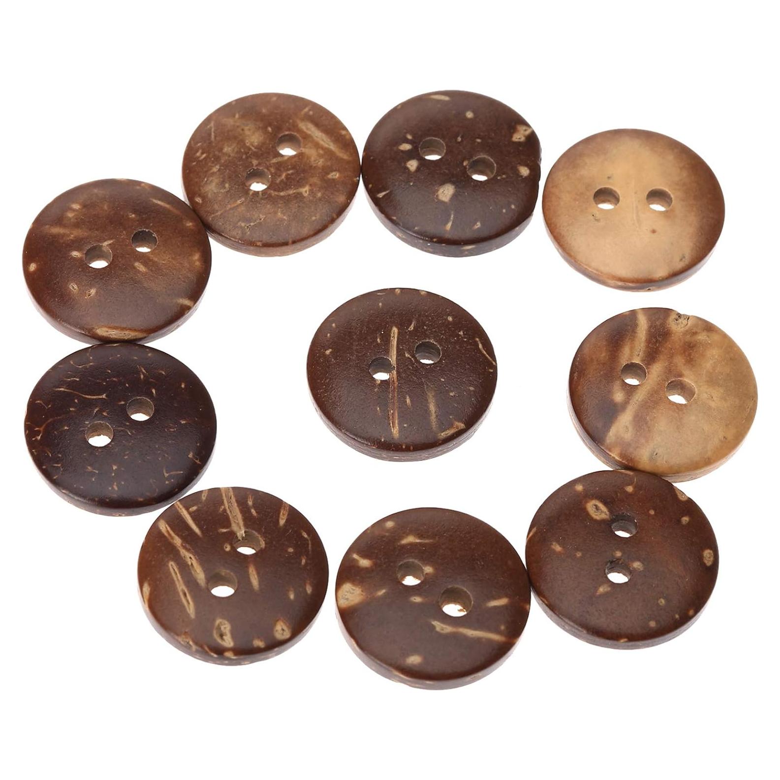 Botones de Coco Natural Dophee 100Pcs 20mm Marrón Costura