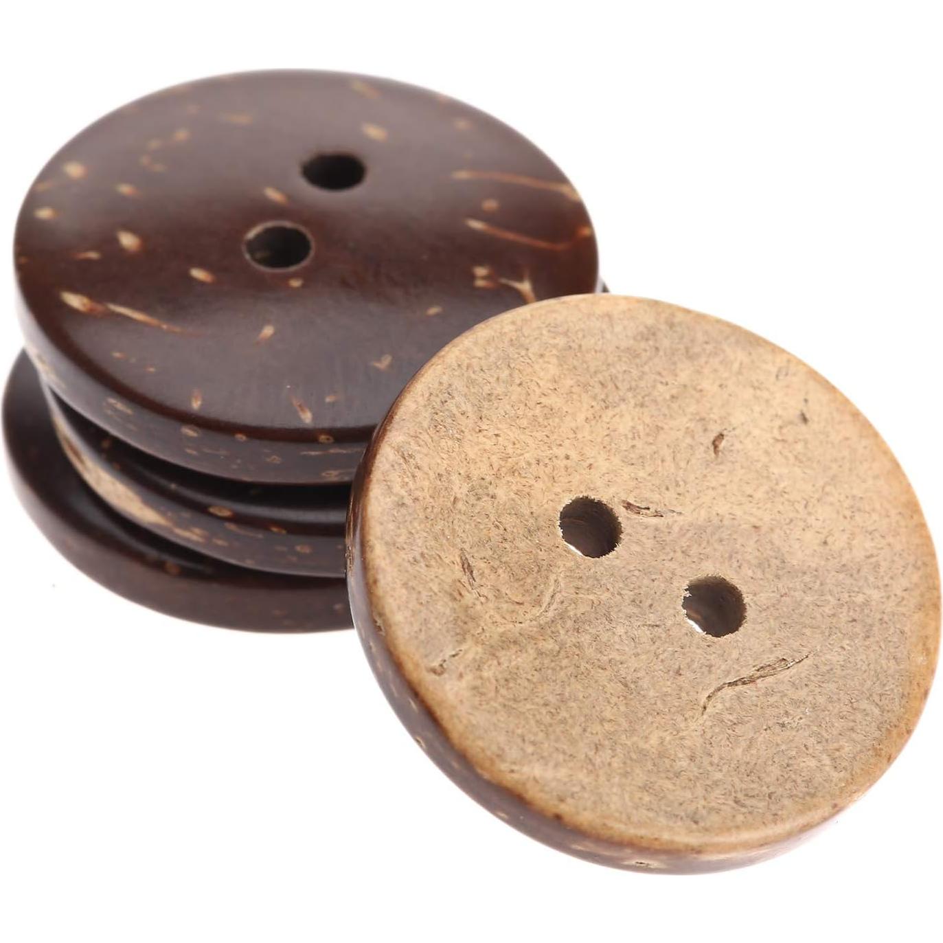 Botones de Coco Natural Dophee 100Pcs 20mm Marrón Costura