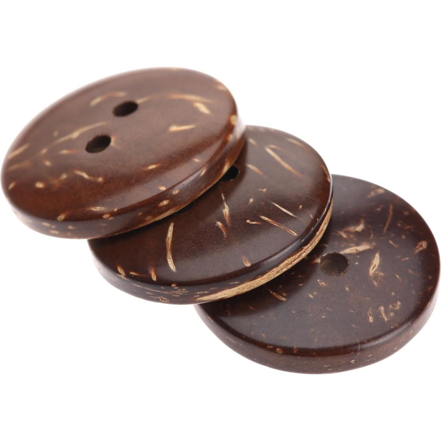 Botones de Coco Natural Dophee 100Pcs 20mm Marrón Costura