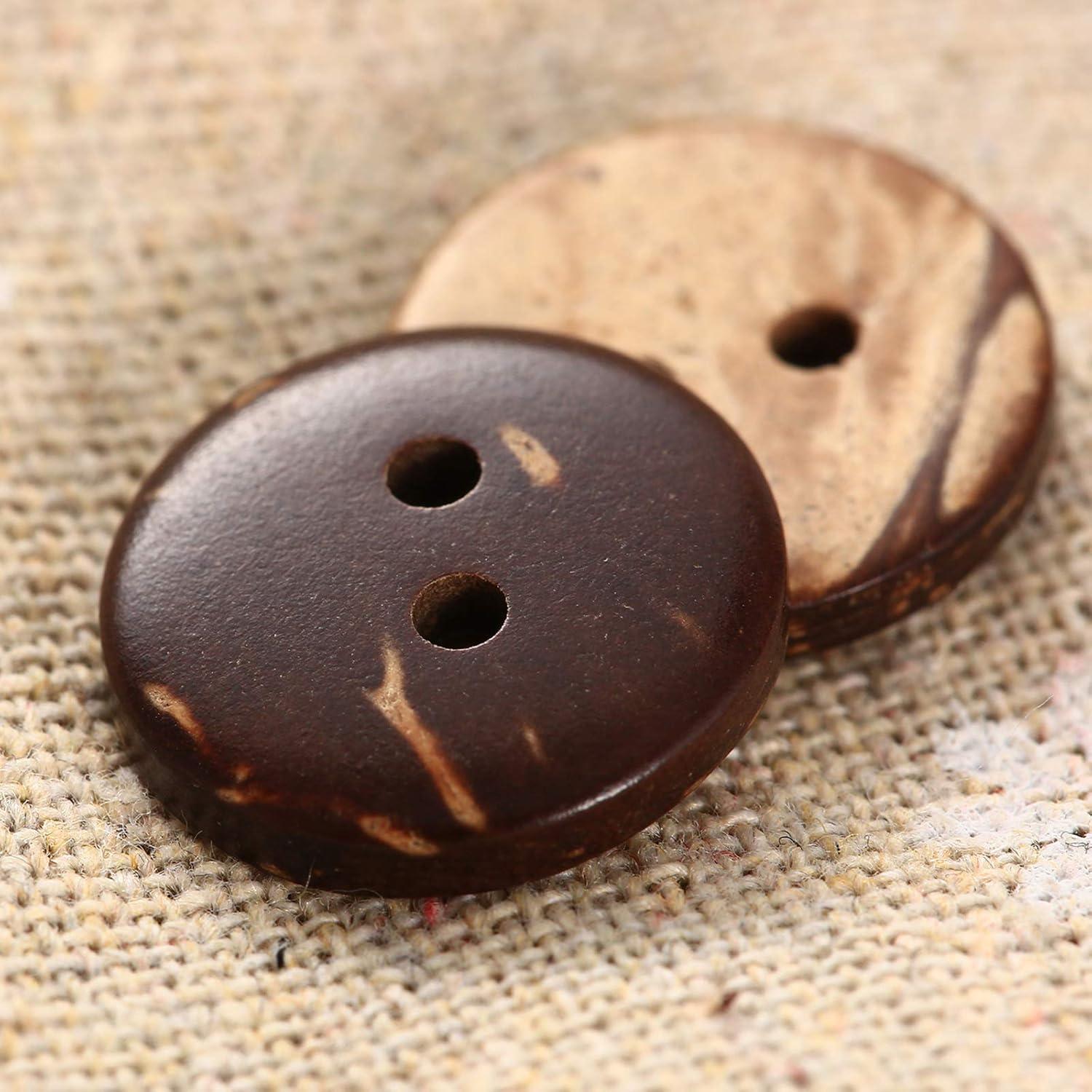Botones de Coco Natural Dophee 100Pcs 20mm Marrón Costura