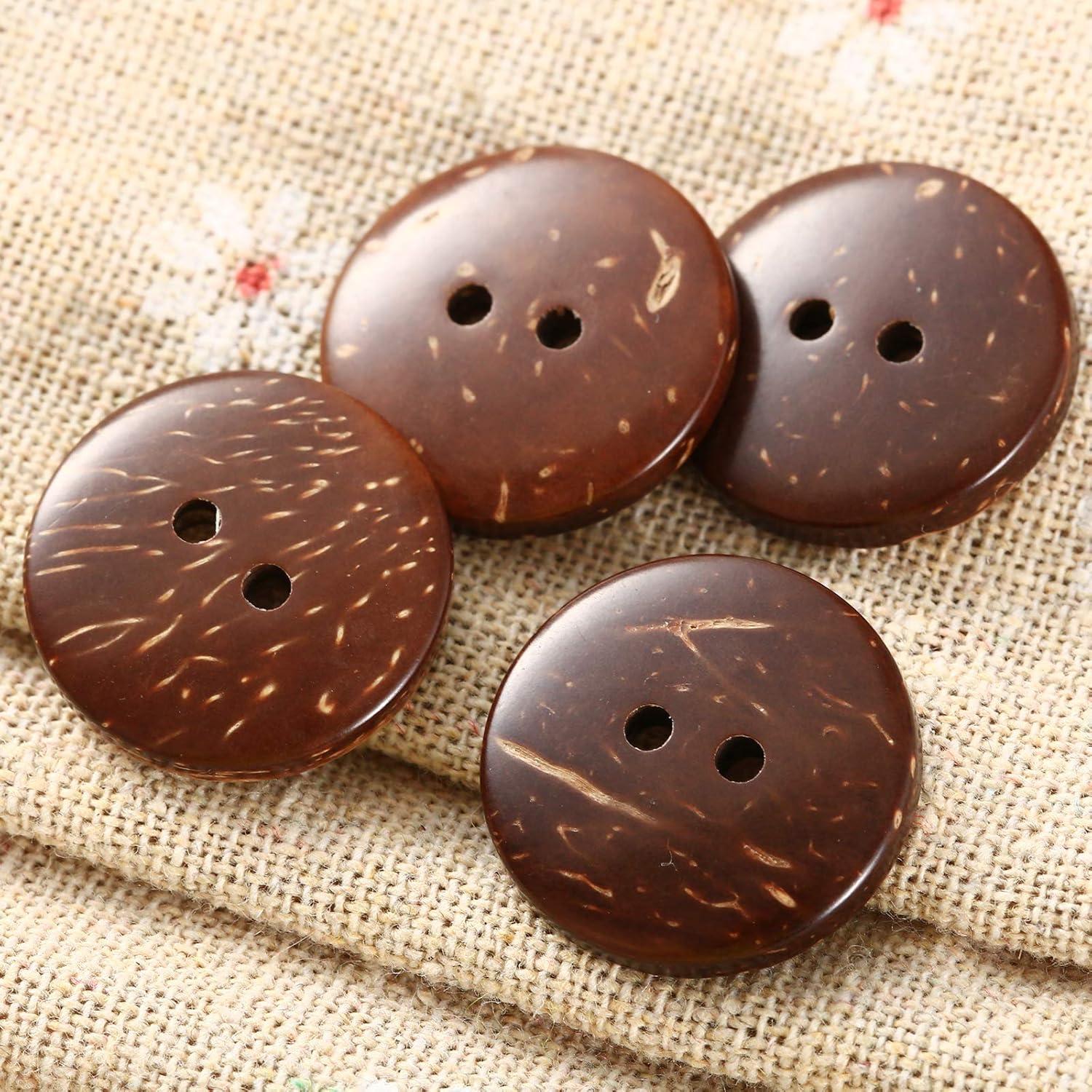 Botones de Coco Natural Dophee 100Pcs 20mm Marrón Costura