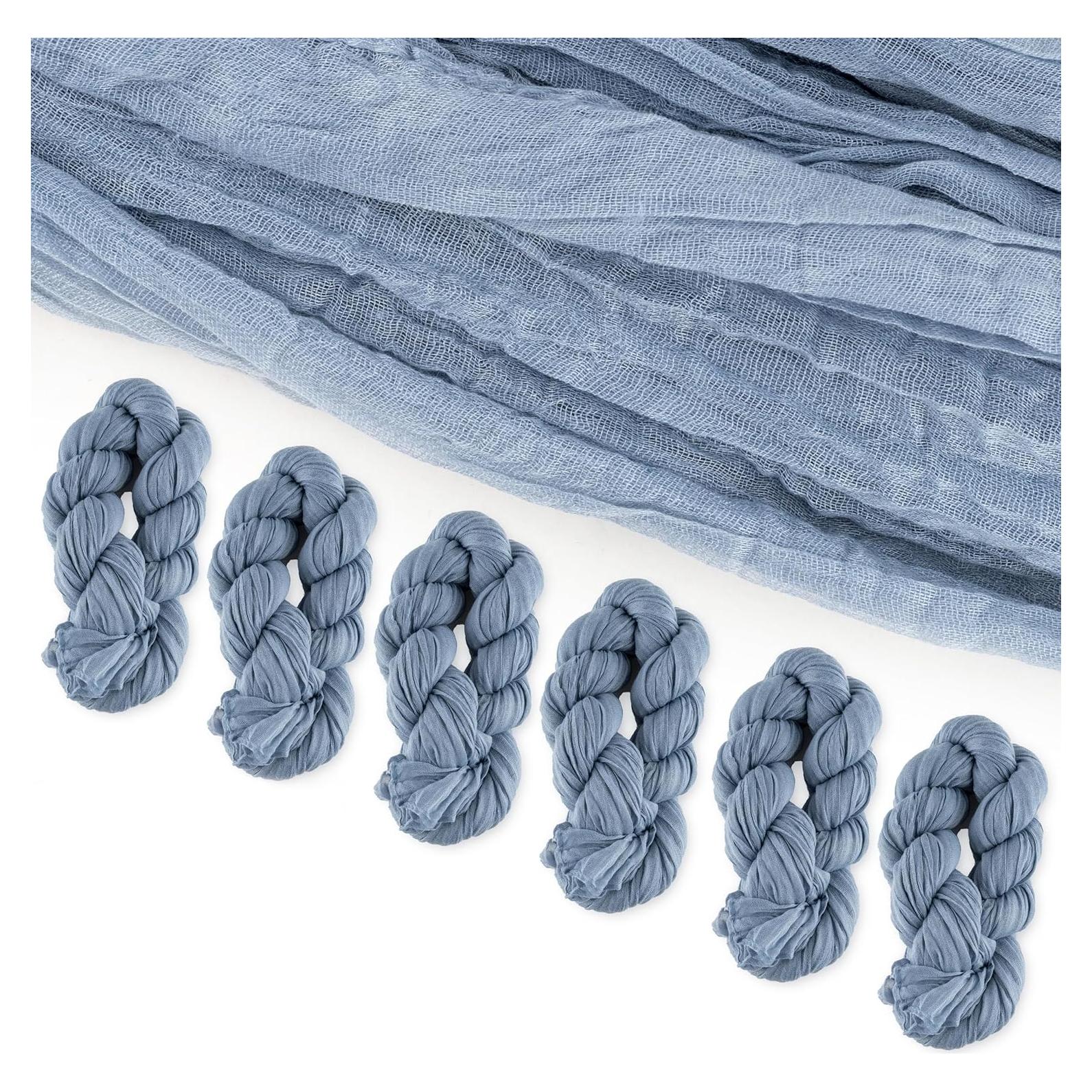 Paquete de 6 Caminos de Mesa de Gasa Azul Polvoriento 35x120 cm