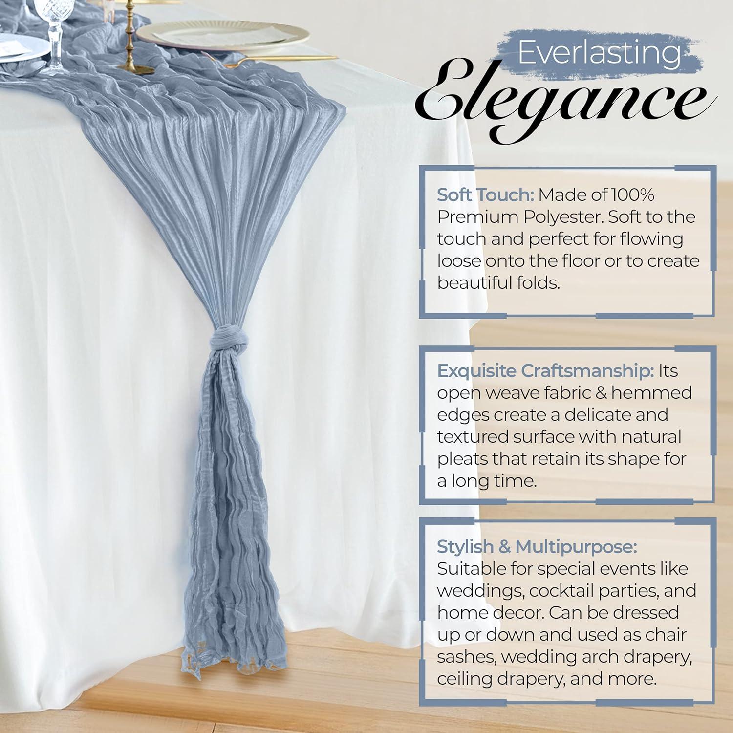 Paquete de 6 Caminos de Mesa de Gasa Azul Polvoriento 35x120 cm