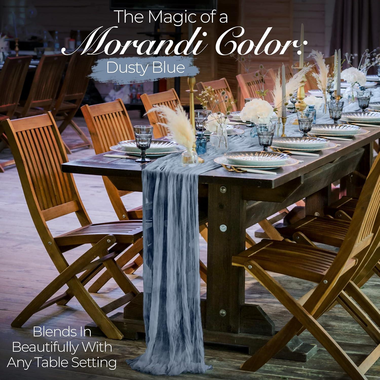 Paquete de 6 Caminos de Mesa de Gasa Azul Polvoriento 35x120 cm