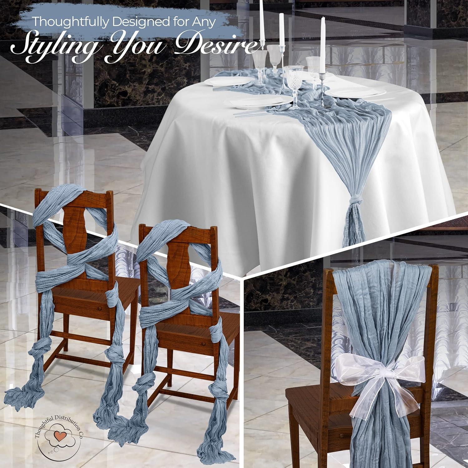 Paquete de 6 Caminos de Mesa de Gasa Azul Polvoriento 35x120 cm