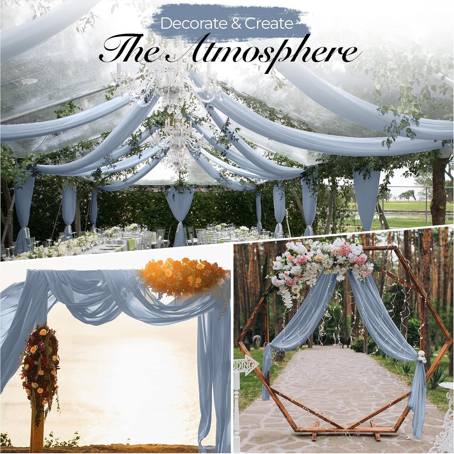 Paquete de 6 Caminos de Mesa de Gasa Azul Polvoriento 35x120 cm