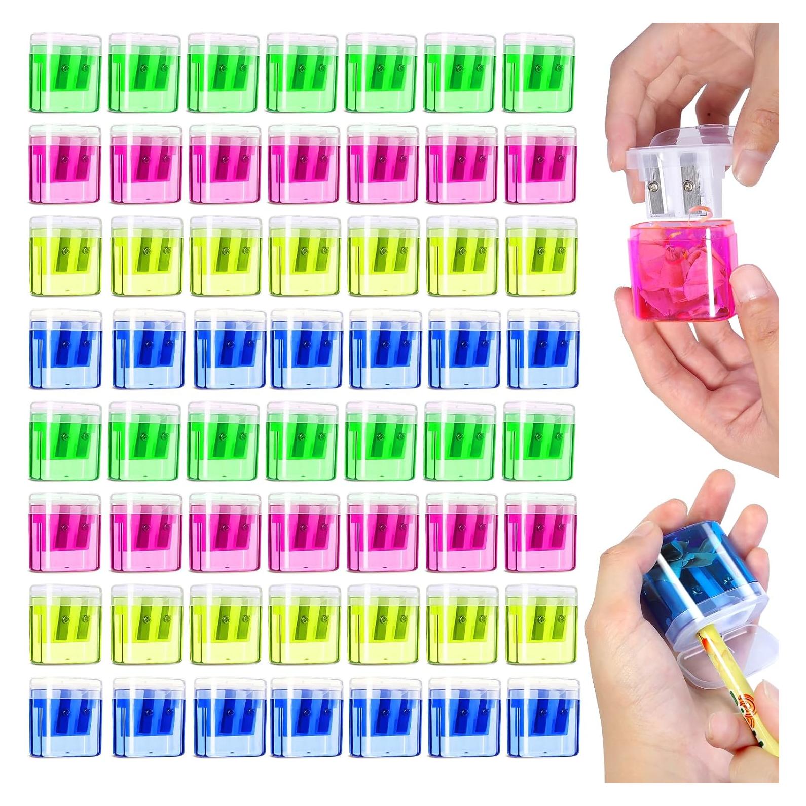 Paquete de 60 Sacapuntas Manuales OCHIDO Doble Orificio