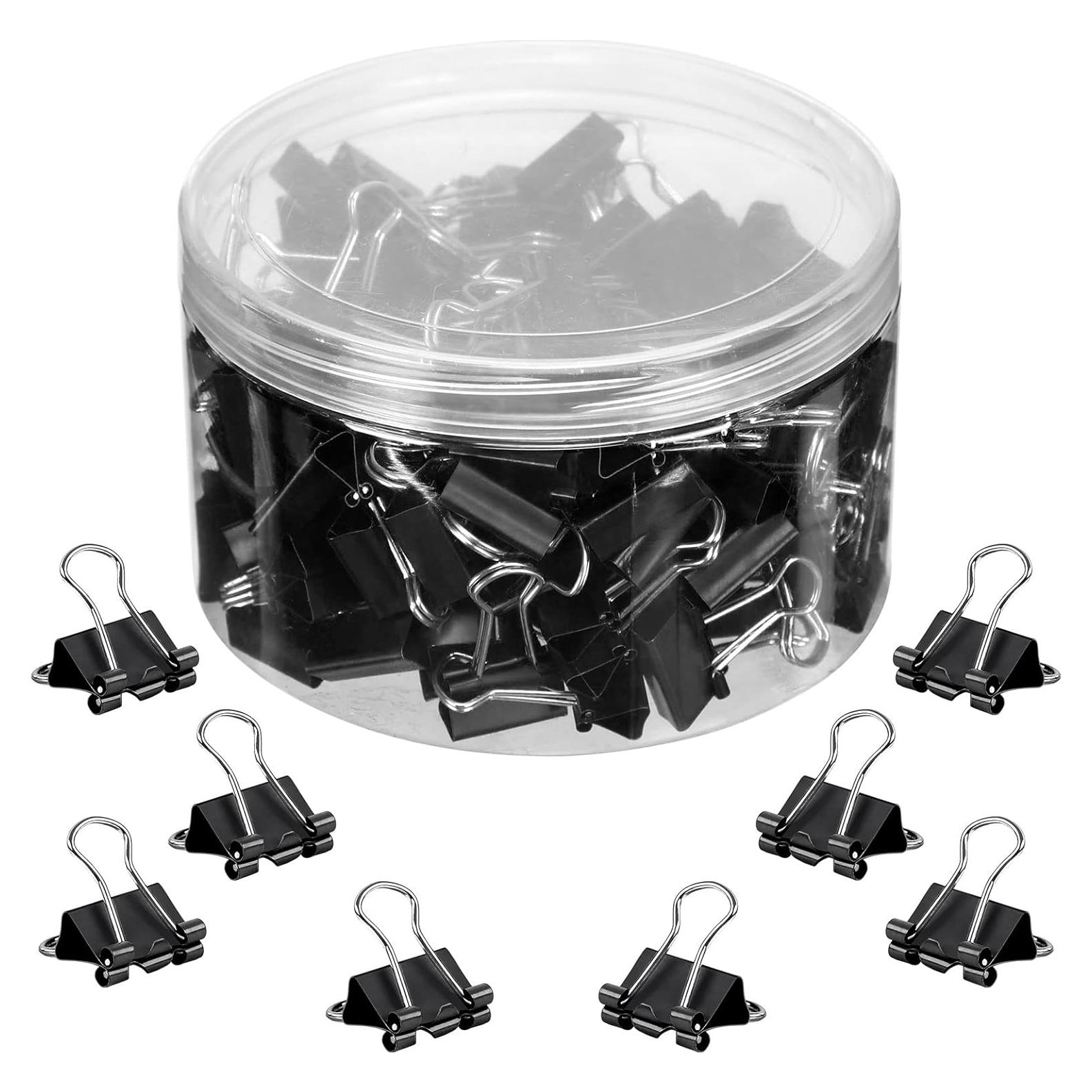 Clips de Carpeta Metálicos JANYUN 150 Pcs 15 mm Negro