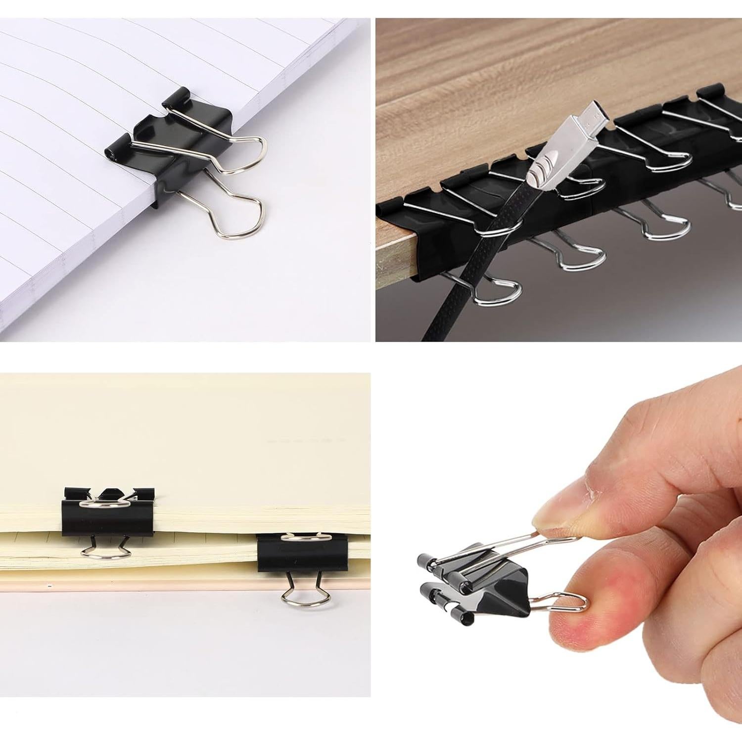 Clips de Carpeta Metálicos JANYUN 150 Pcs 15 mm Negro