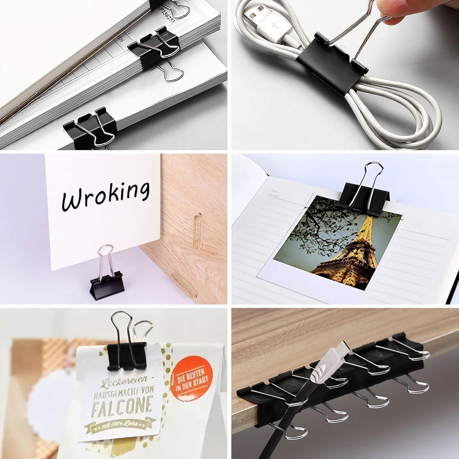 Clips de Carpeta Metálicos JANYUN 150 Pcs 15 mm Negro