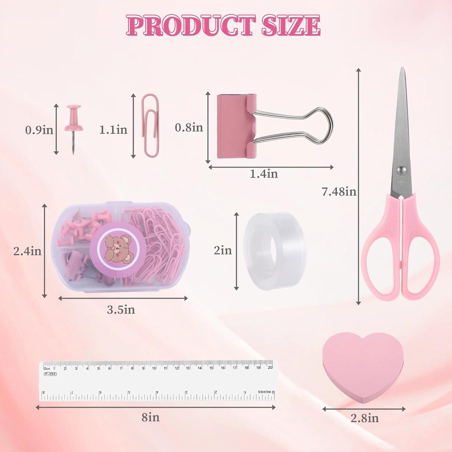 Juego de Suministros de Oficina Rosa Beibunhn - 12 Piezas