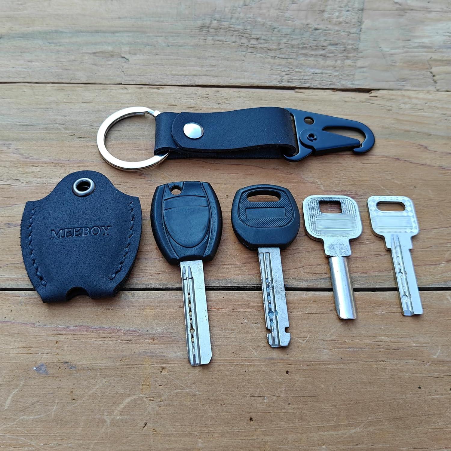 Tapas de Llave de Casa de Cuero Genuino Meeboy Negro Pequeño