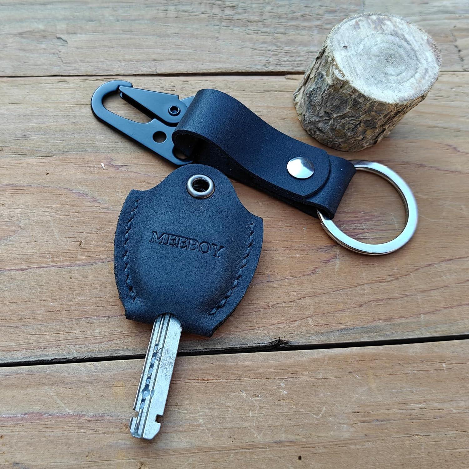 Tapas de Llave de Casa de Cuero Genuino Meeboy Negro Pequeño