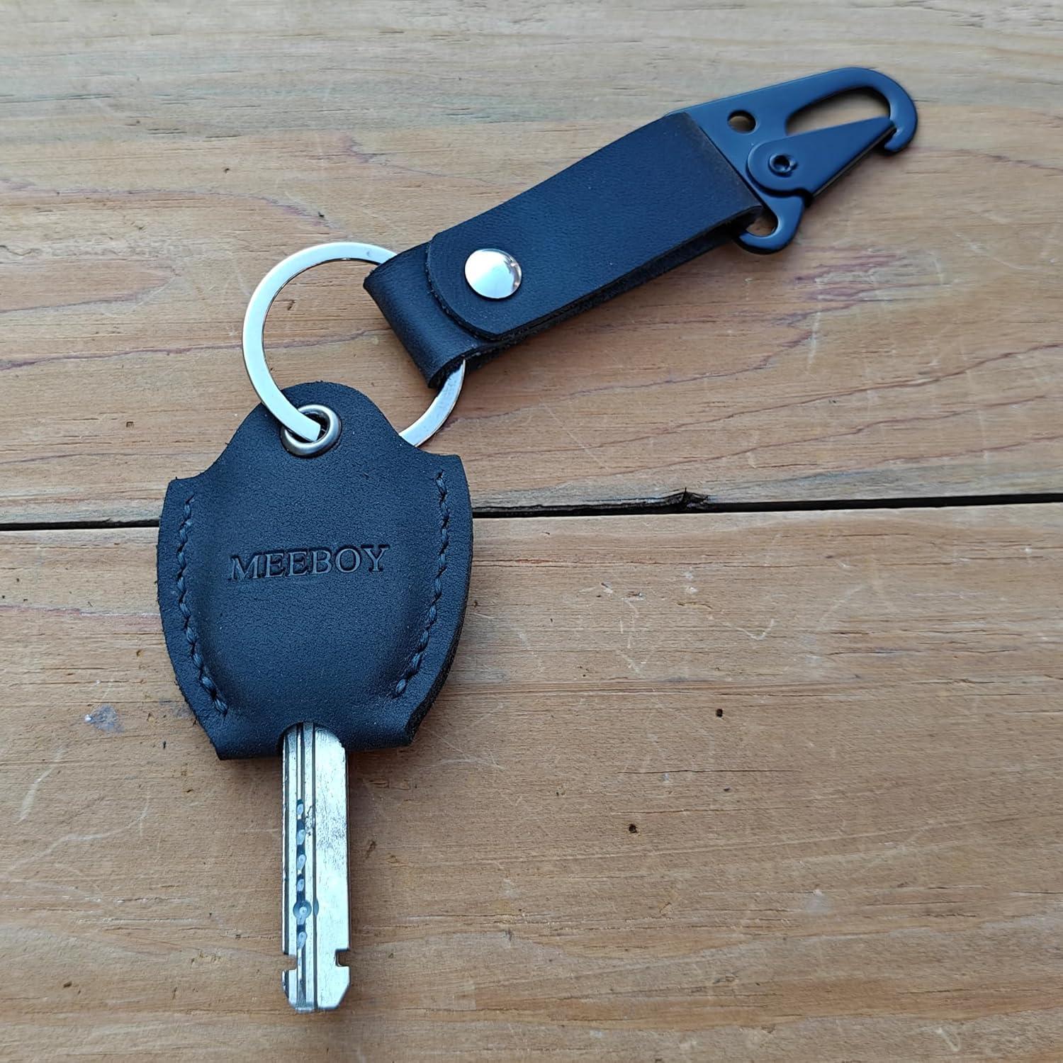 Tapas de Llave de Casa de Cuero Genuino Meeboy Negro Pequeño