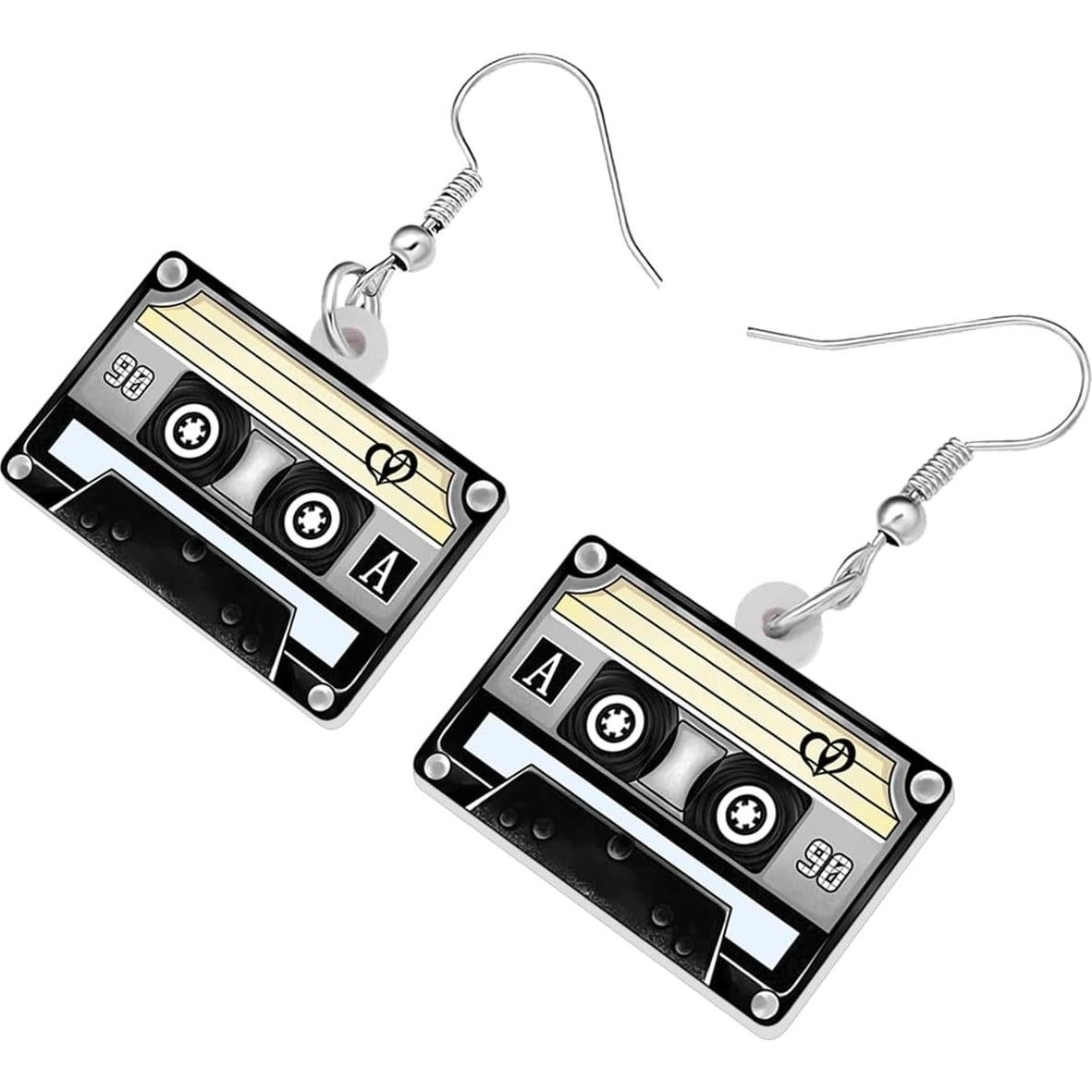 Pendientes de Cinta de Casete Vintage HUAGEO Doble Cara