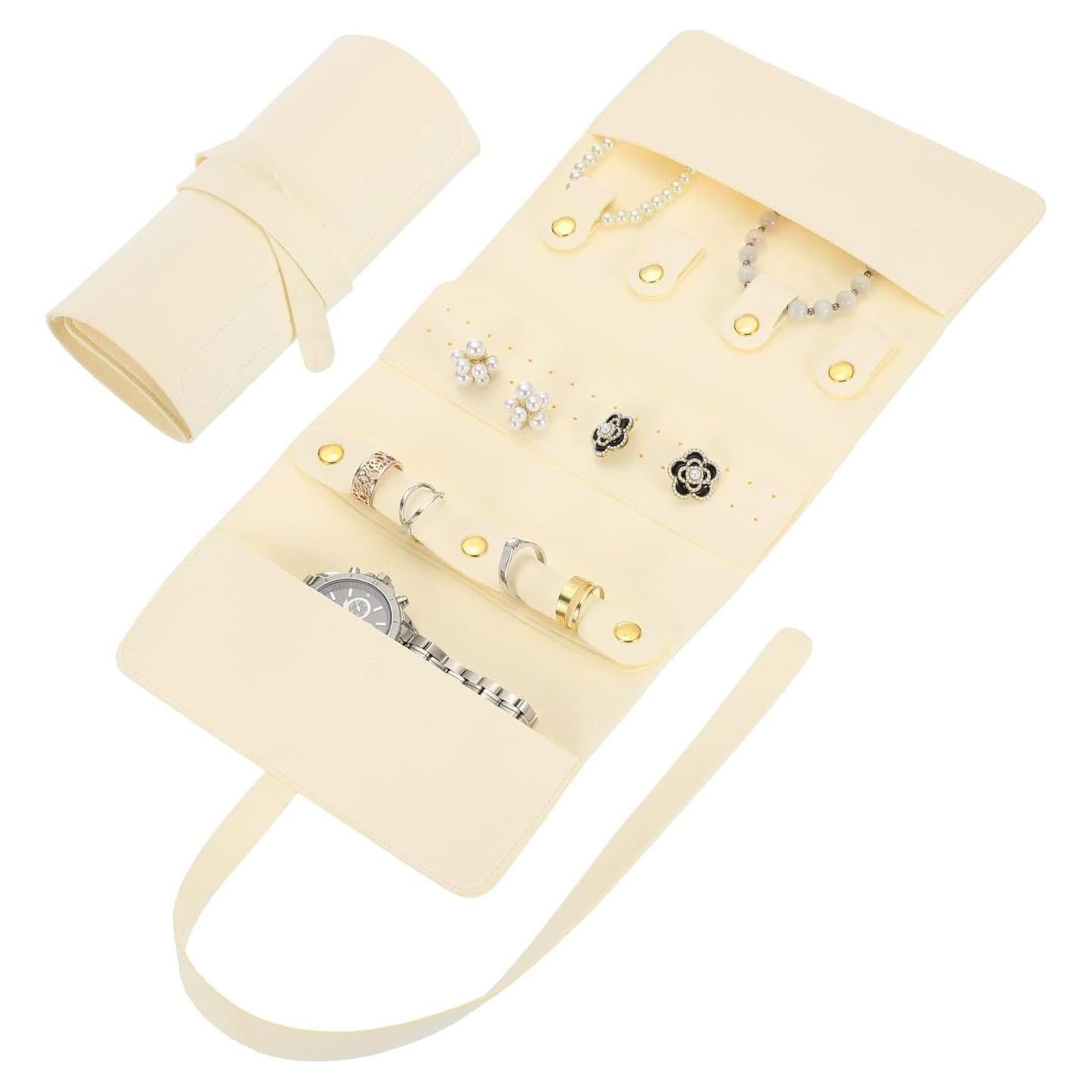 Bolsa de Joyería de Viaje uxcell Beige 38x18 cm Plegable