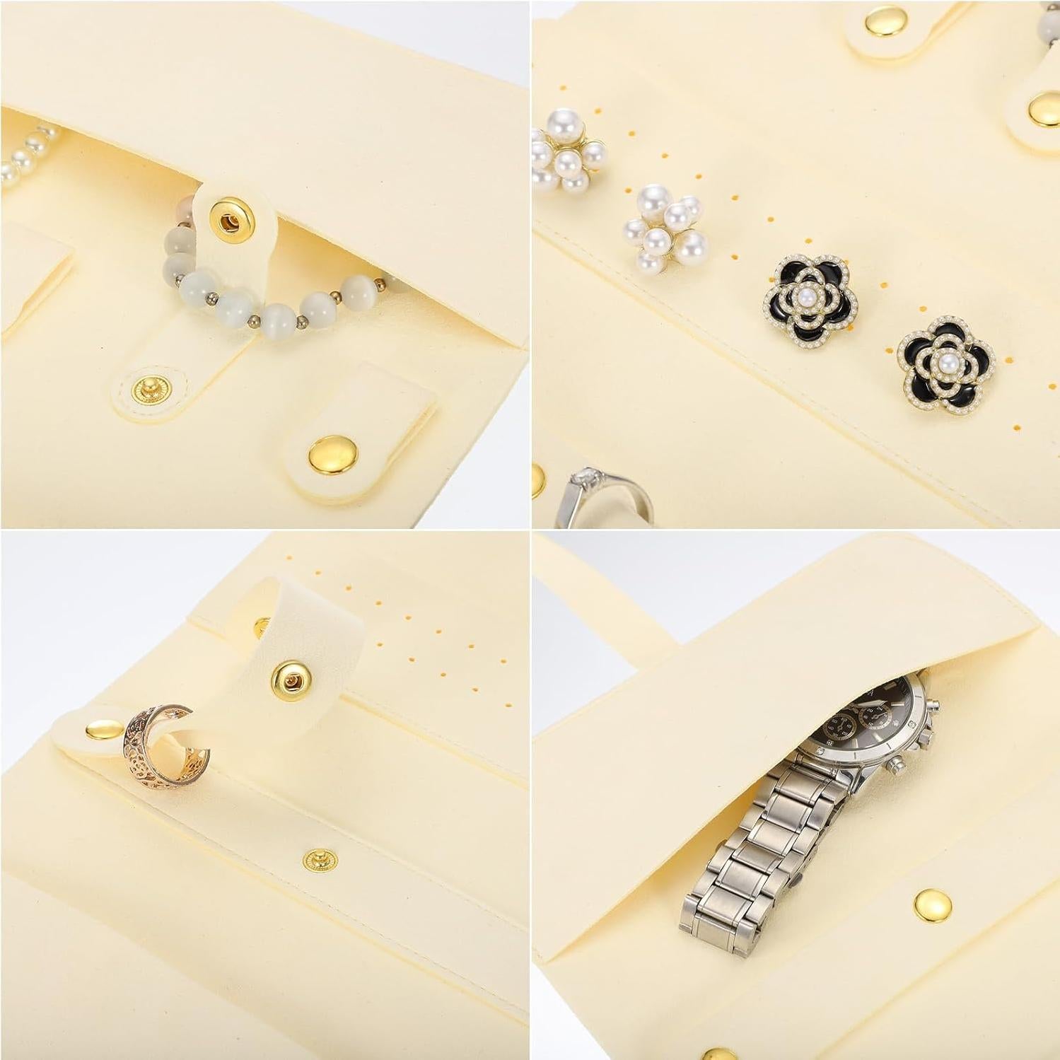 Bolsa de Joyería de Viaje uxcell Beige 38x18 cm Plegable