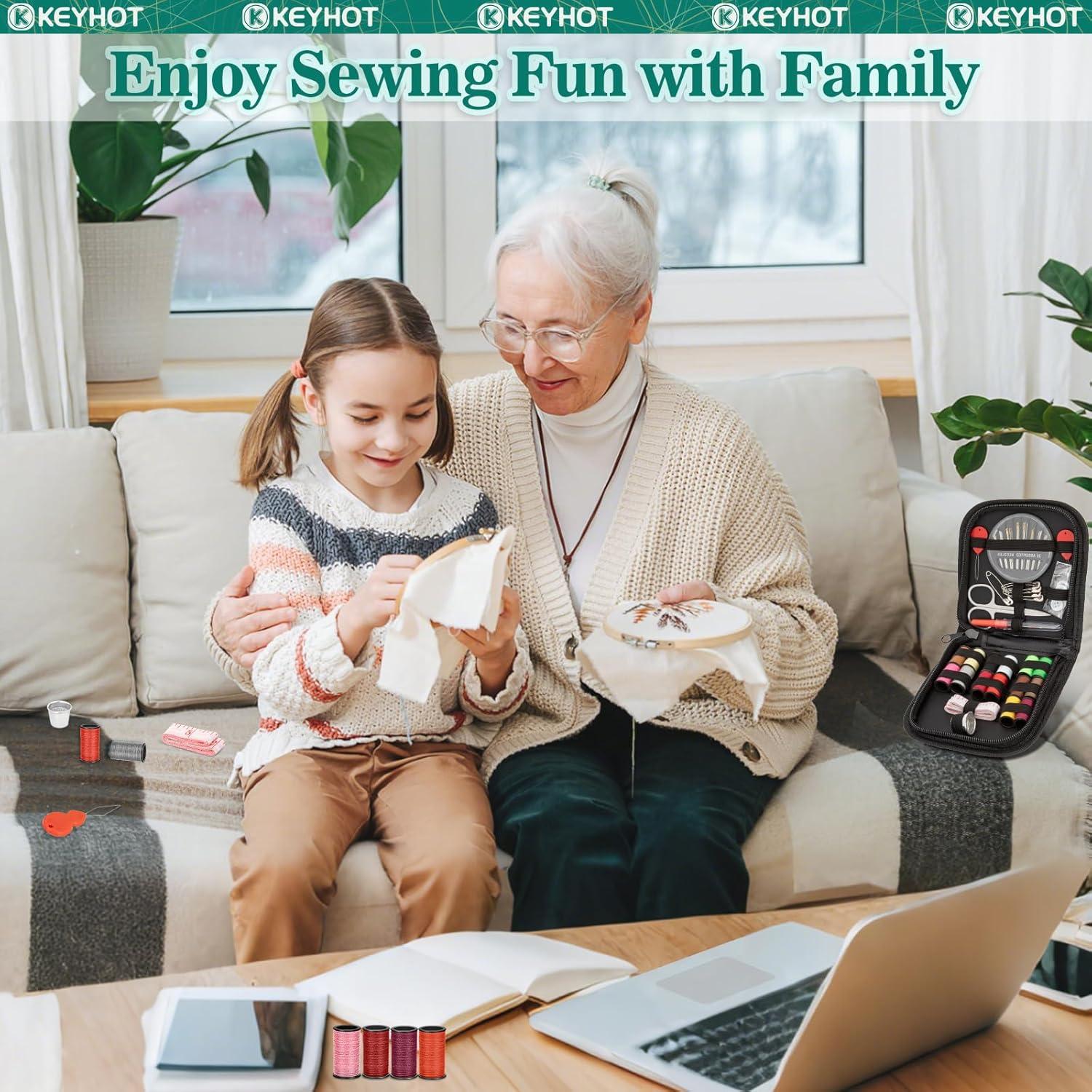 Kit de Costura Básico KEYHOT 69 Piezas, Tijeras y Hilos