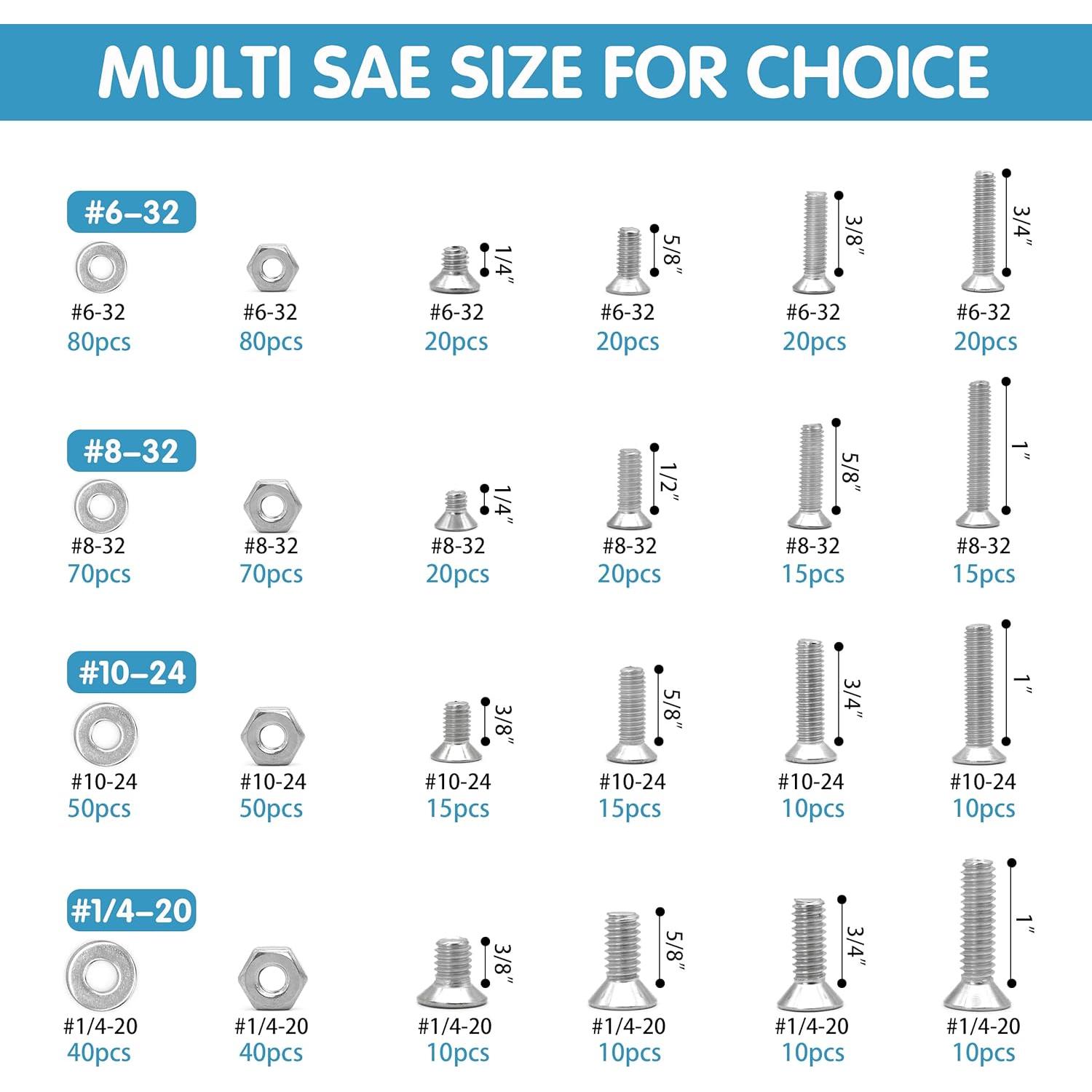 Kit de 720 Piezas de Tornillos y Tuercas SATANTECH Acero Inoxidable