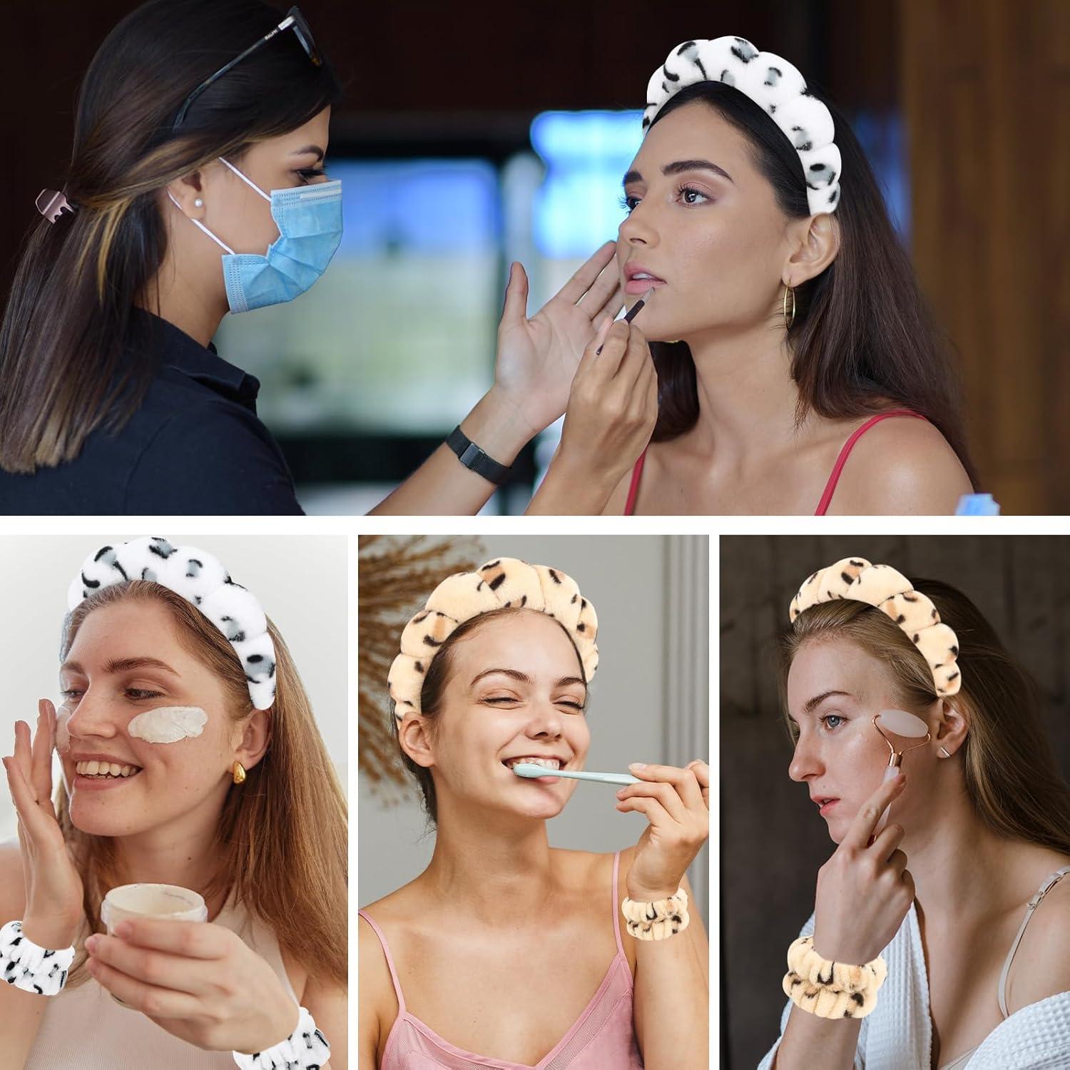 Conjunto 6 Bandas de Cabeza y Muñecas ACO-UINT Estampado Leopardo