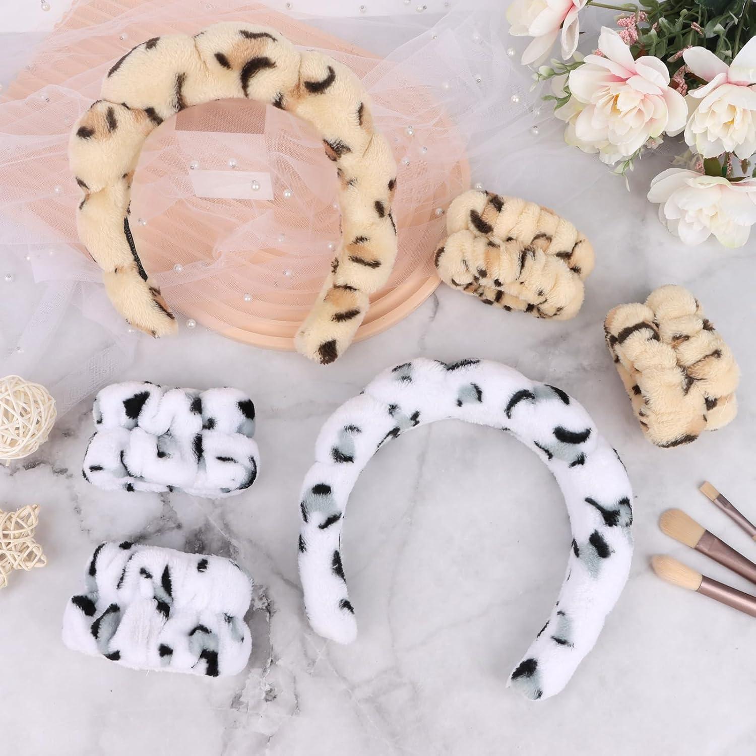 Conjunto 6 Bandas de Cabeza y Muñecas ACO-UINT Estampado Leopardo