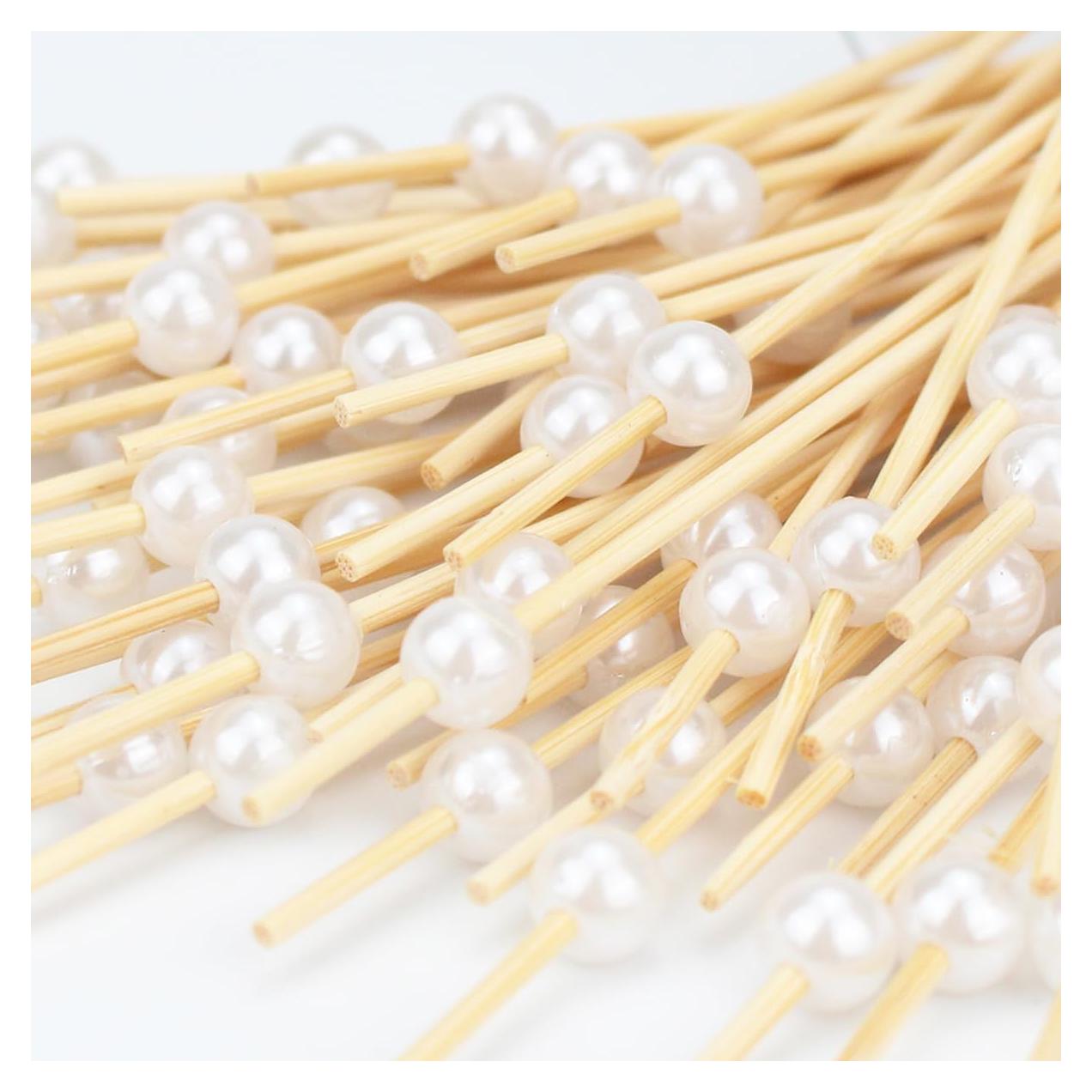 Paquete de 200 Palillos de Bambú con Bola Blanca 12 cm