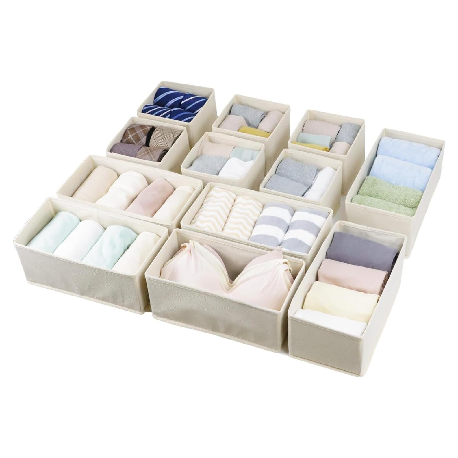 Juego de 12 Organizadores de Cajón Fordonral Beige Tela