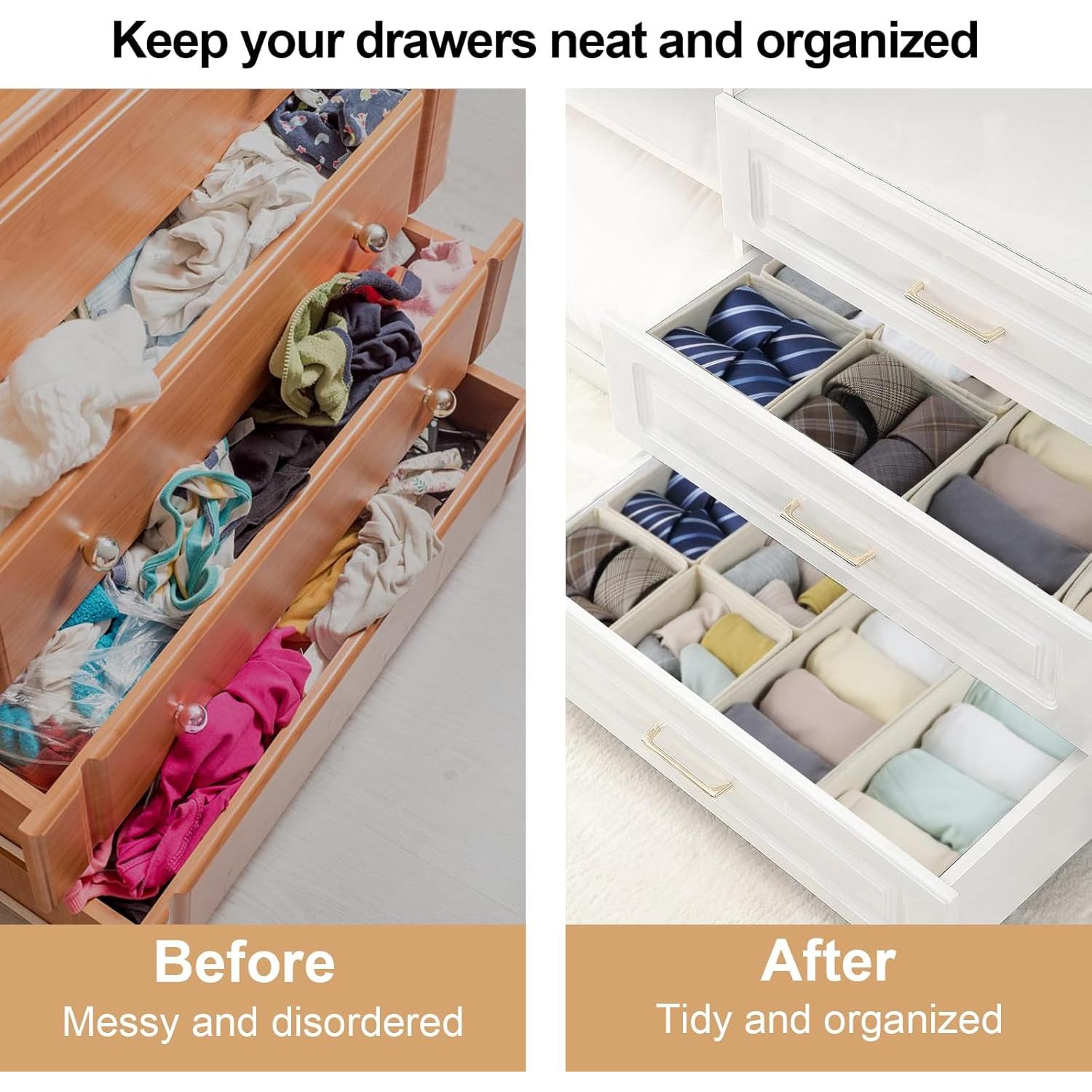 Juego de 12 Organizadores de Cajón Fordonral Beige Tela