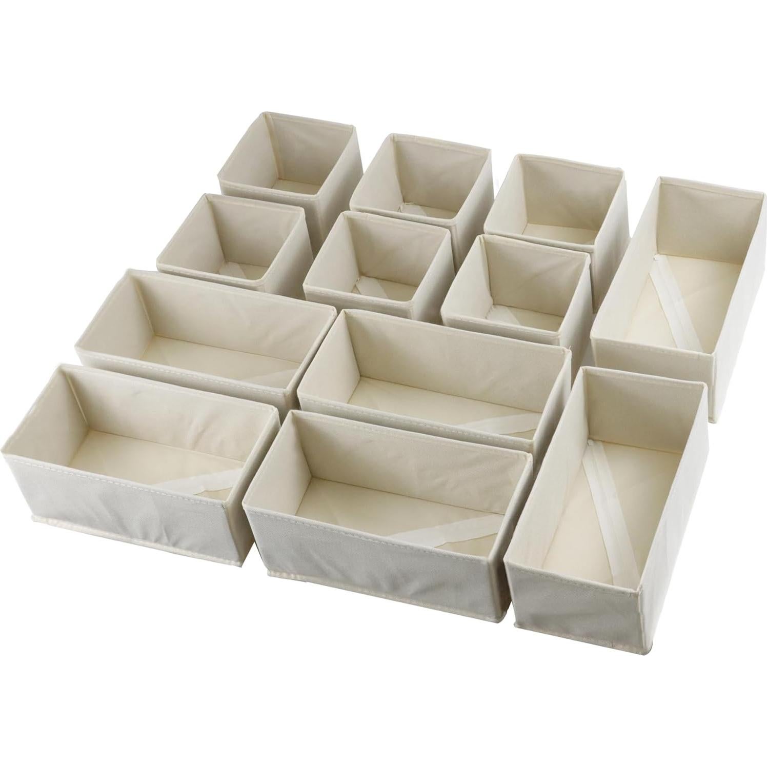 Juego de 12 Organizadores de Cajón Fordonral Beige Tela