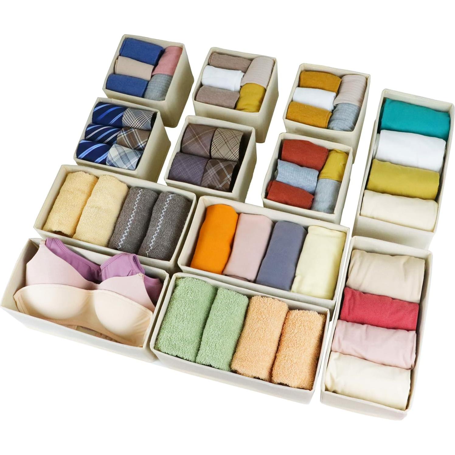 Juego de 12 Organizadores de Cajón Fordonral Beige Tela