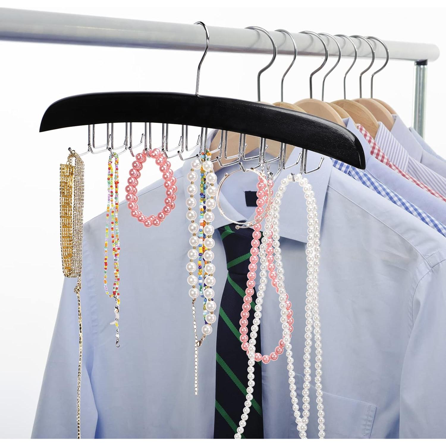 Perchero de Corbatas Jetec 2 Piezas 24 Ganchos Madera Negro