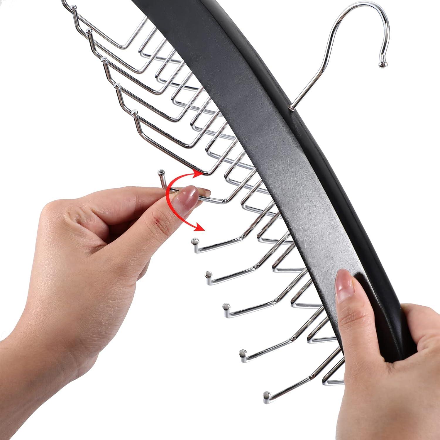 Perchero de Corbatas Jetec 2 Piezas 24 Ganchos Madera Negro