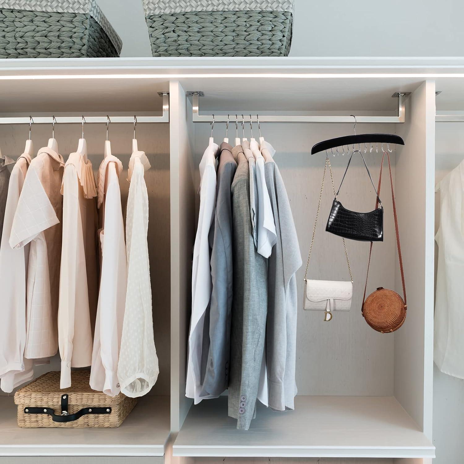 Perchero de Corbatas Jetec 2 Piezas 24 Ganchos Madera Negro