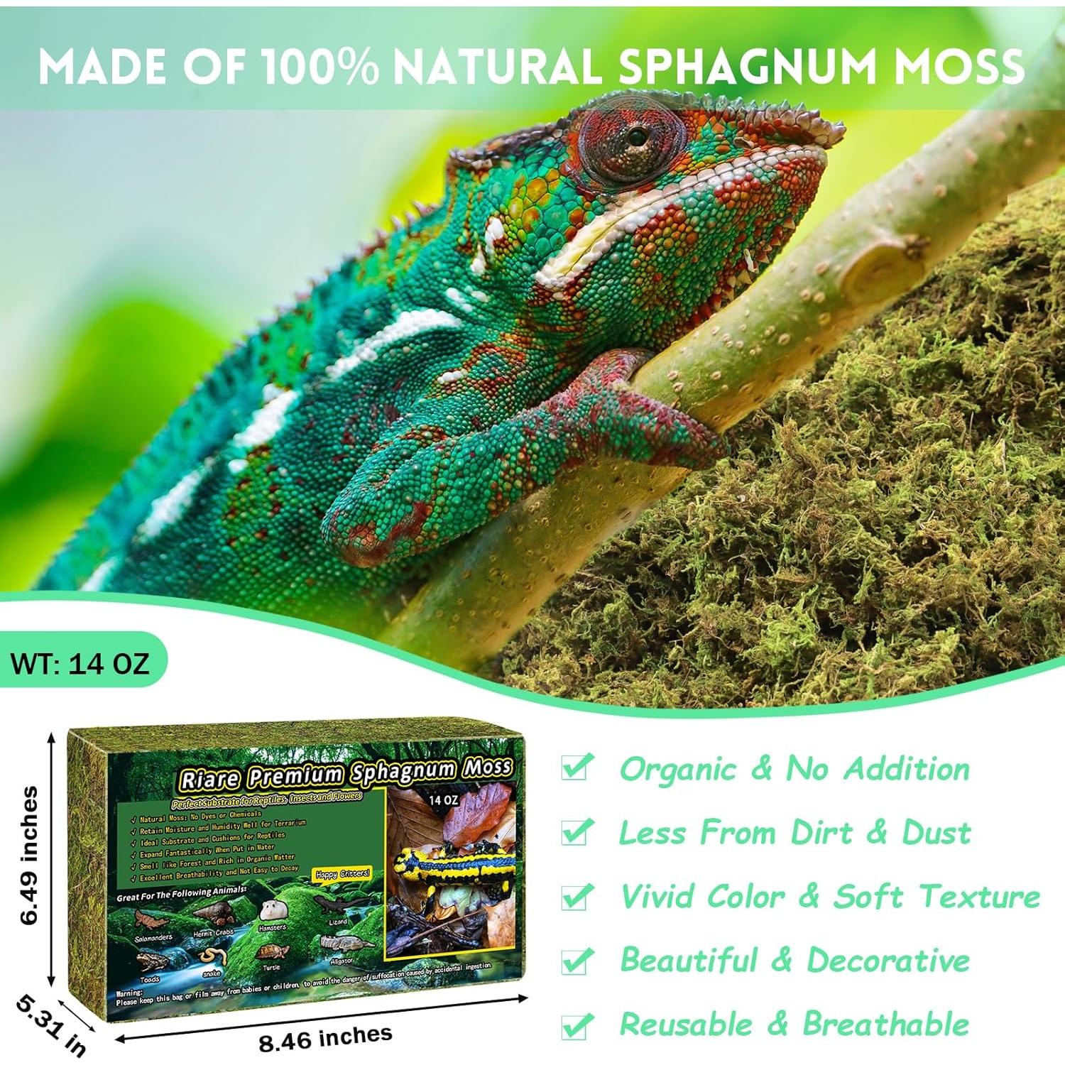 Musgo Sphagnum Premium Riare 14 oz para Reptiles y Terrarios