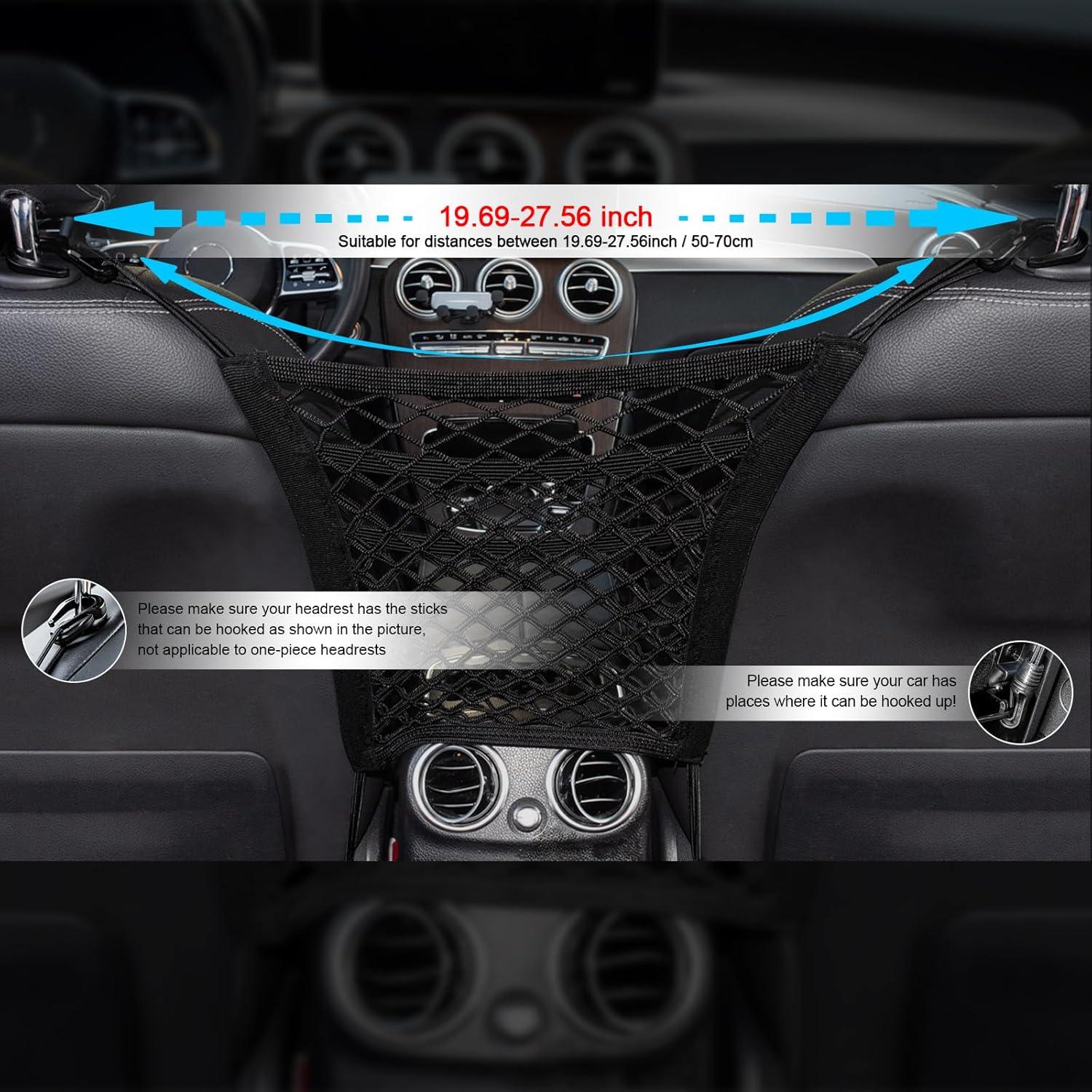 Organizador de Malla para Auto VEHIRIE 3 Capas Negro 30x27 cm