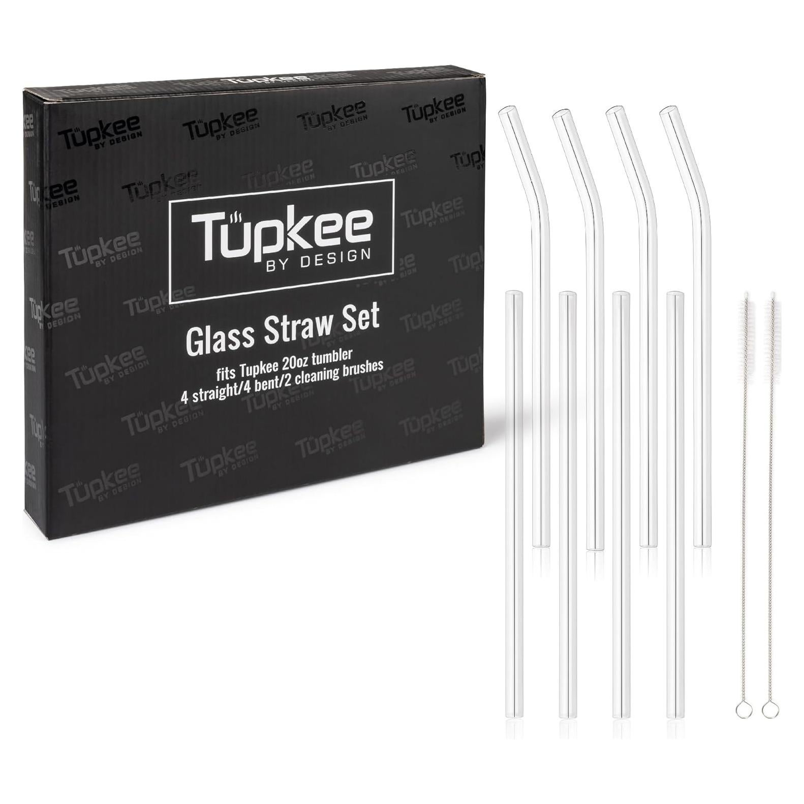 Pajitas de Vidrio Reutilizables Tupkee - 8 Pajitas 23cm con Cepillos