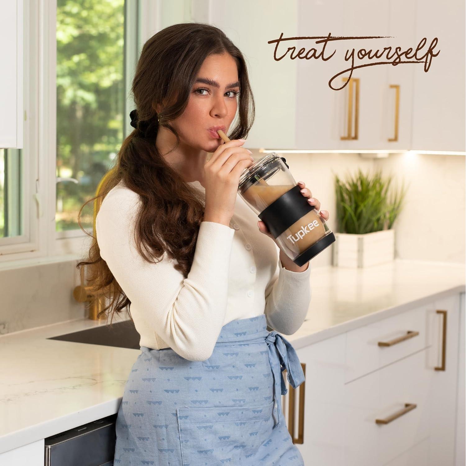 Pajitas de Vidrio Reutilizables Tupkee - 8 Pajitas 23cm con Cepillos