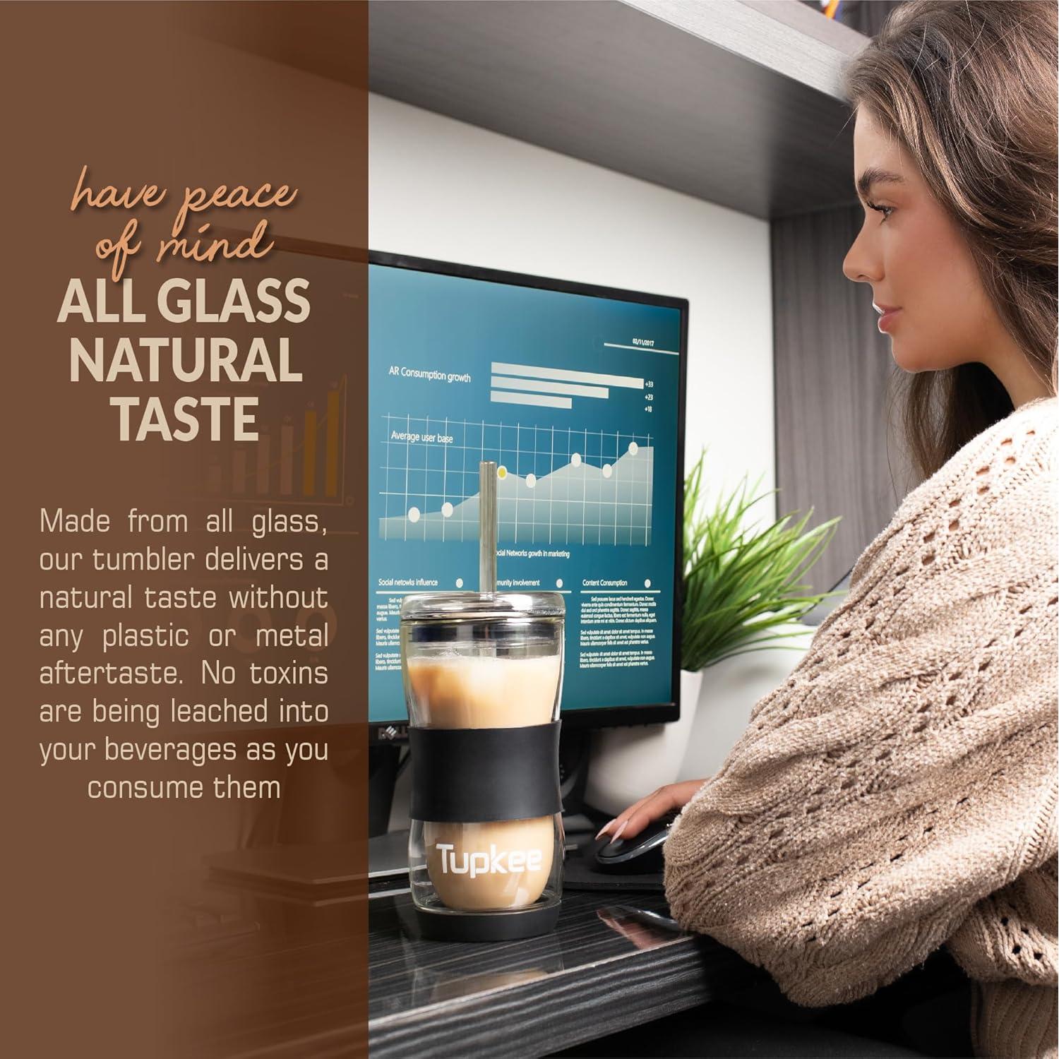 Pajitas de Vidrio Reutilizables Tupkee - 8 Pajitas 23cm con Cepillos