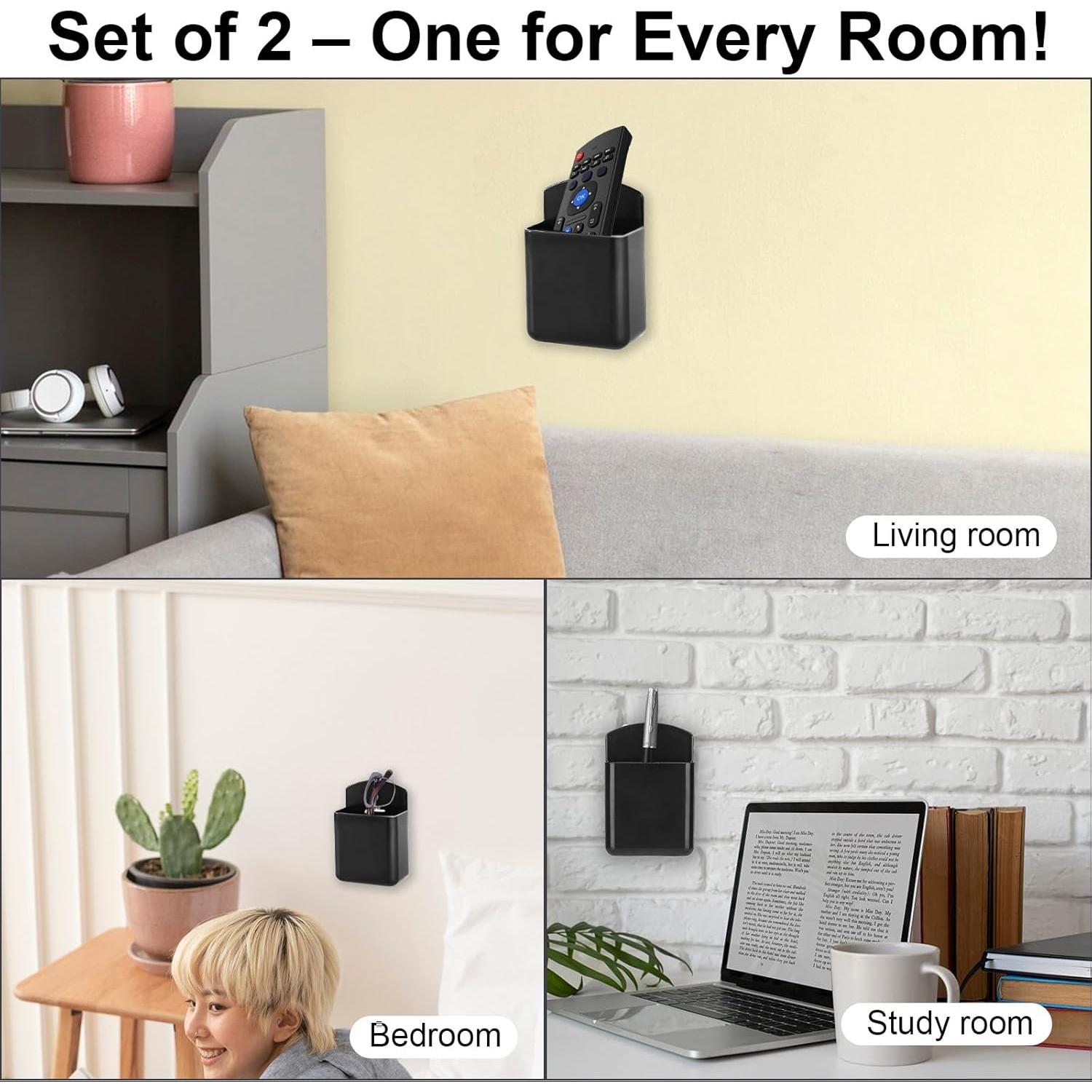 Soporte de Control Remoto Jeqqinuz 2 Piezas Negro - Organizador Pared