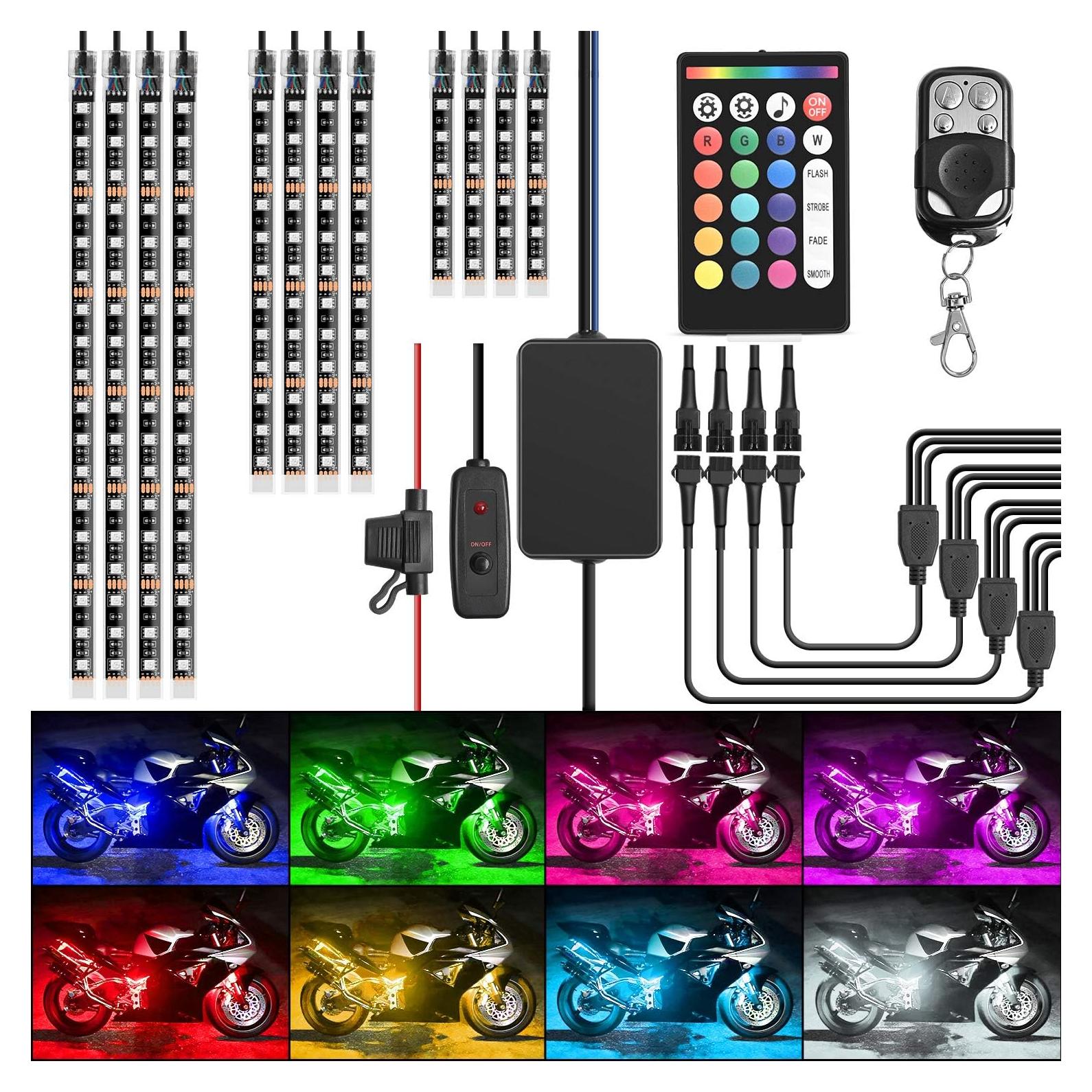 Kit de Luces LED RGB Nilight TL-35 para Motocicleta 12 Piezas