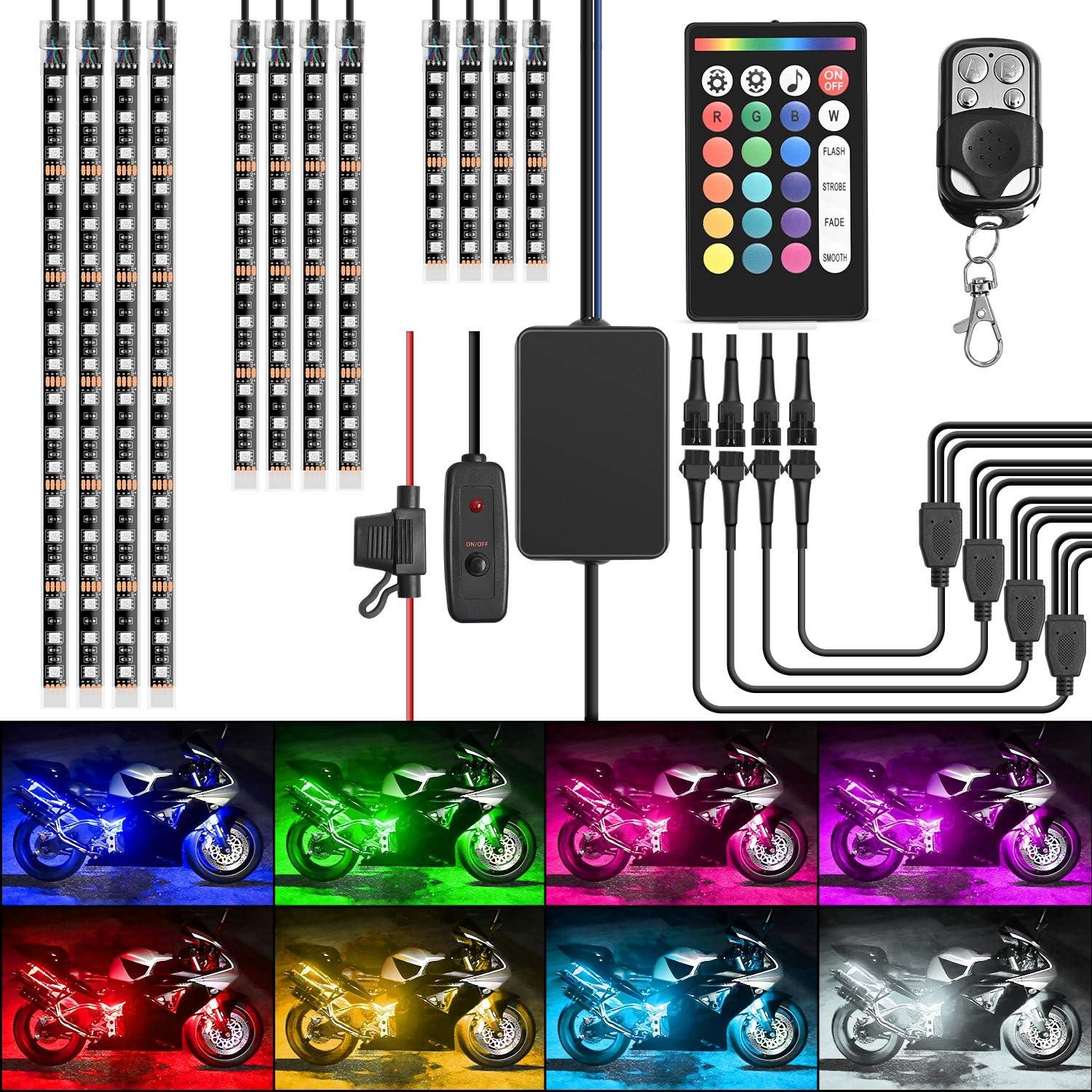 Kit de Luces LED RGB Nilight TL-35 para Motocicleta 12 Piezas